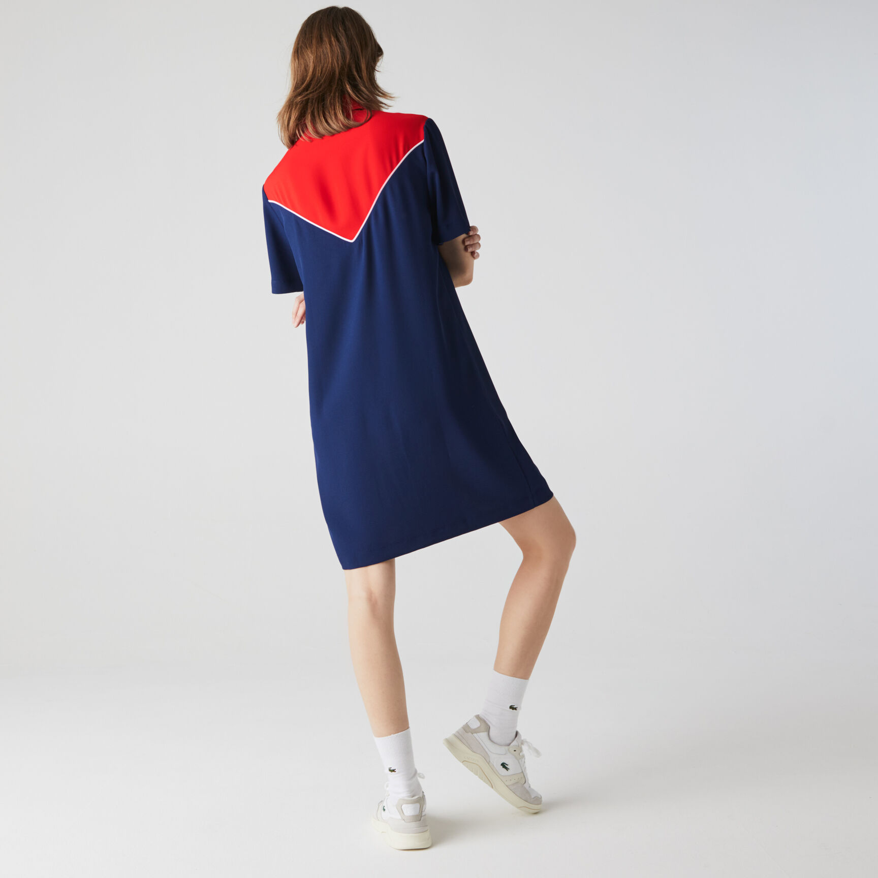 Women’s Flowy Zip Collar Colorblock Polo Dress Women’s Flowy Zip Collar Colorblock Polo Dress