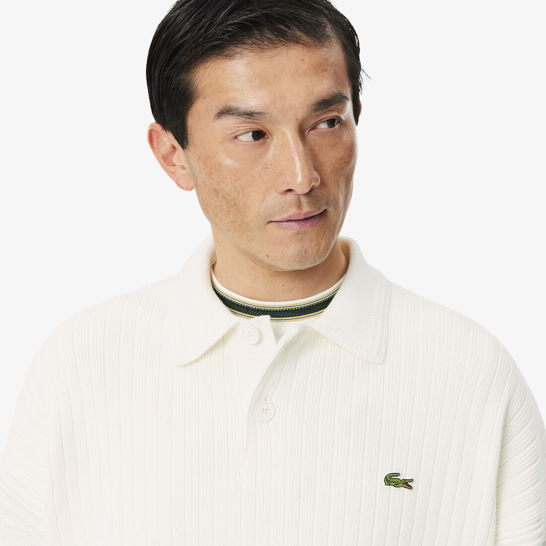 lacoste french made cotton polo collar sweater