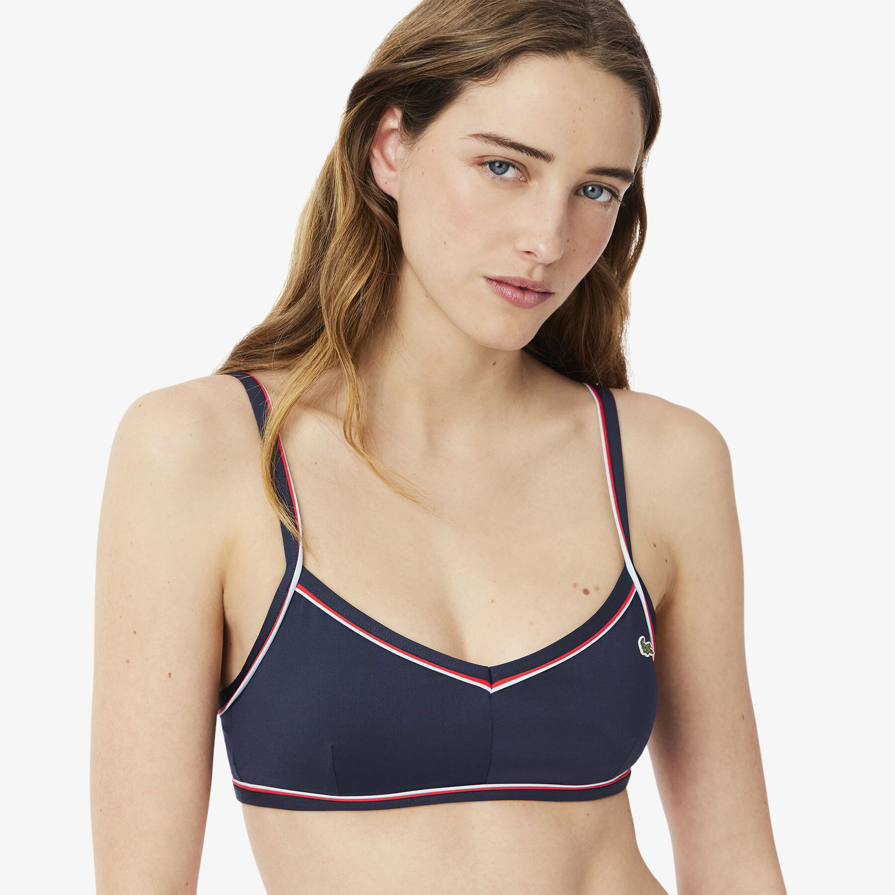 lacoste trim accent swim top