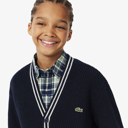 lacoste cotton and wool cardigan