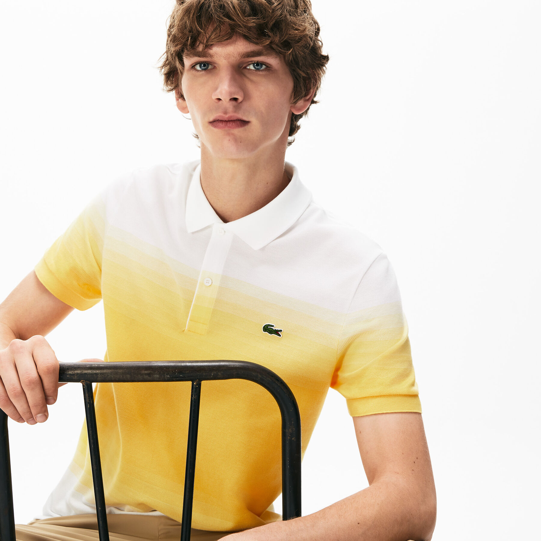 لاكوست قميص بولو للرجال lacoste من مجموعة made in france قصة عادية من قطن البيكيه