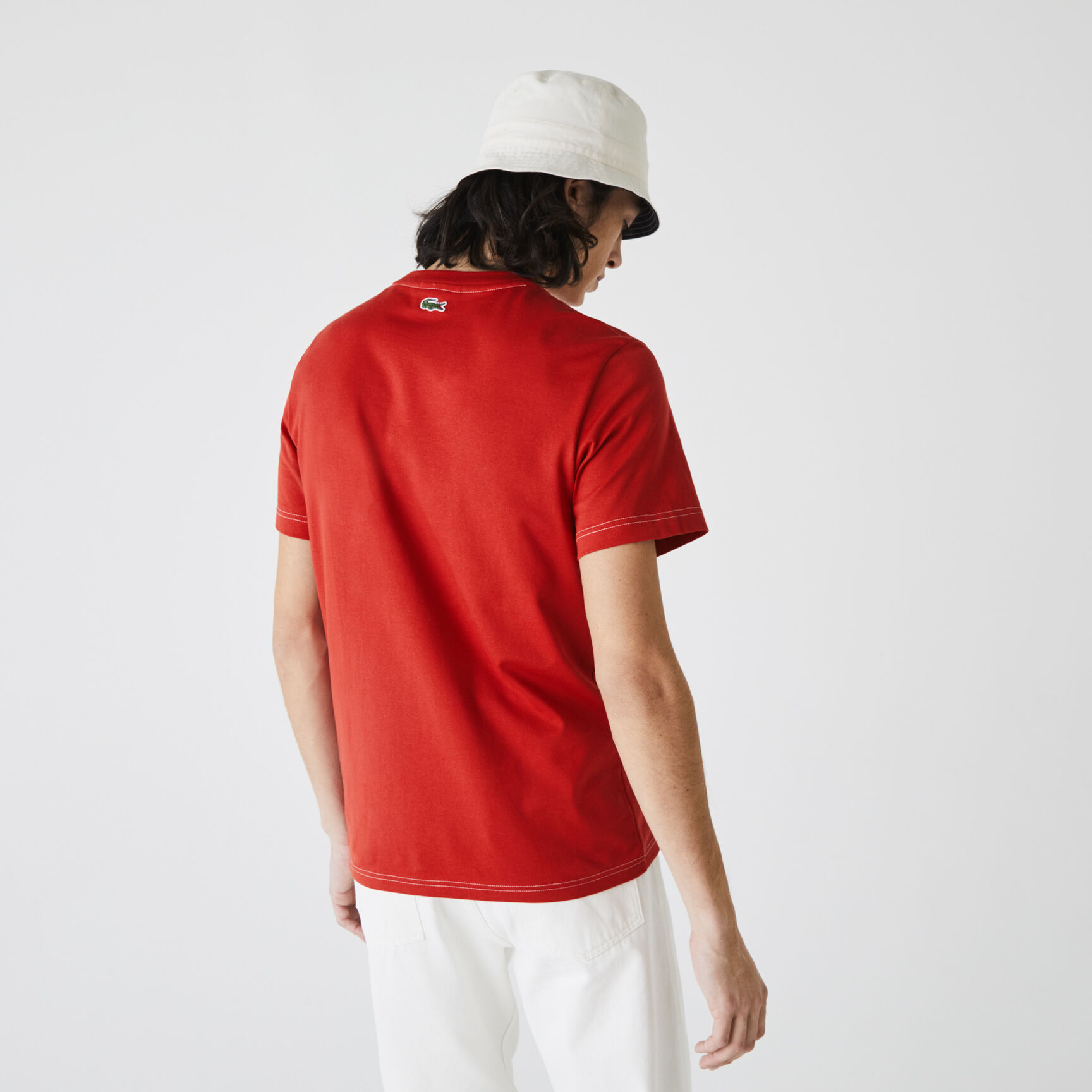 تيشيرت قطن بفتحة رقبة مستديرة وطبعة Lacoste 27 للرجال تيشيرت قطن بفتحة رقبة مستديرة وطبعة Lacoste 27 للرجال