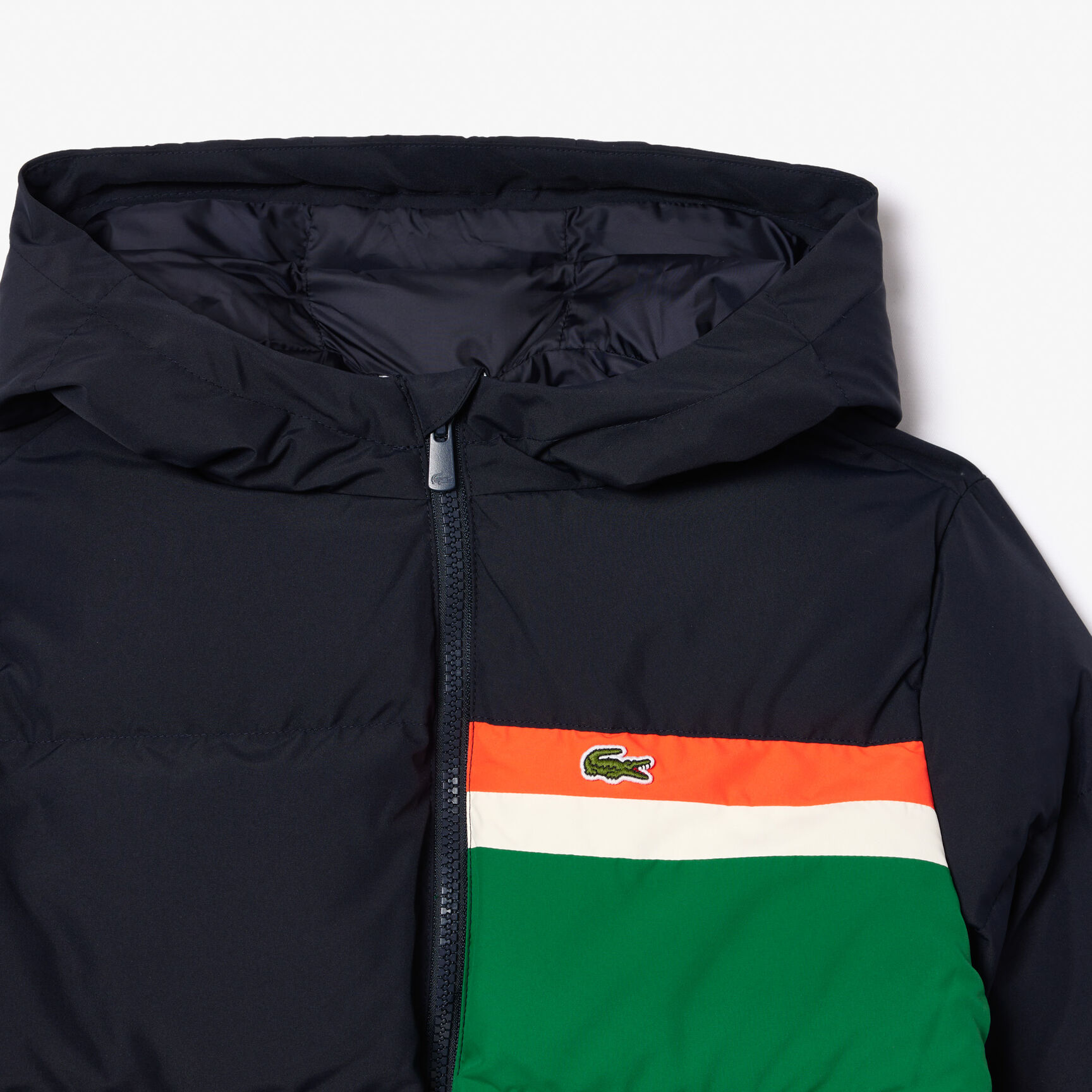 Contrast Stripe Hooded Puffer Jacket Contrast Stripe Hooded Puffer Jacket