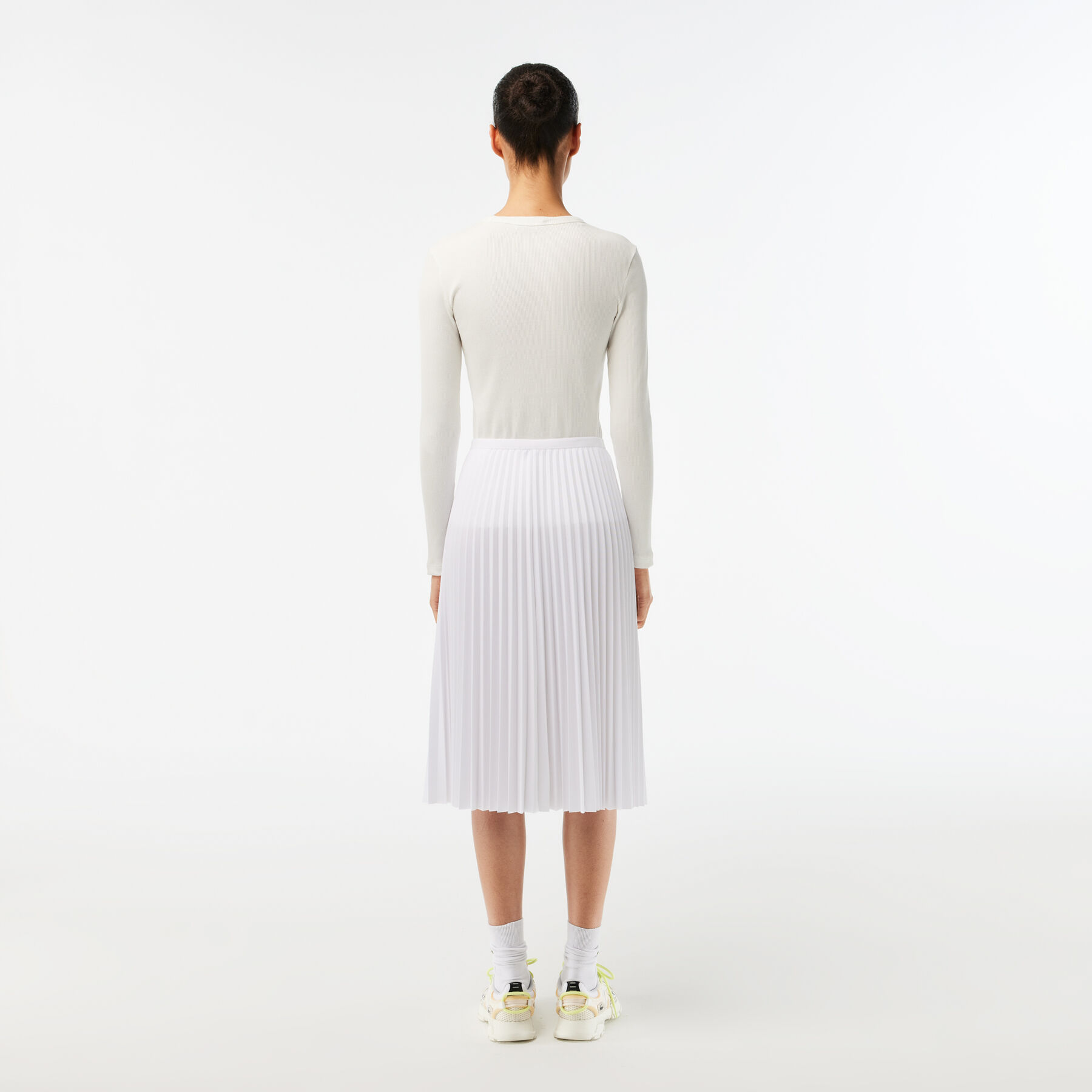 Elastic Waist Fluid Pleated Skirt lacoste elastic waist fluid pleated skirt