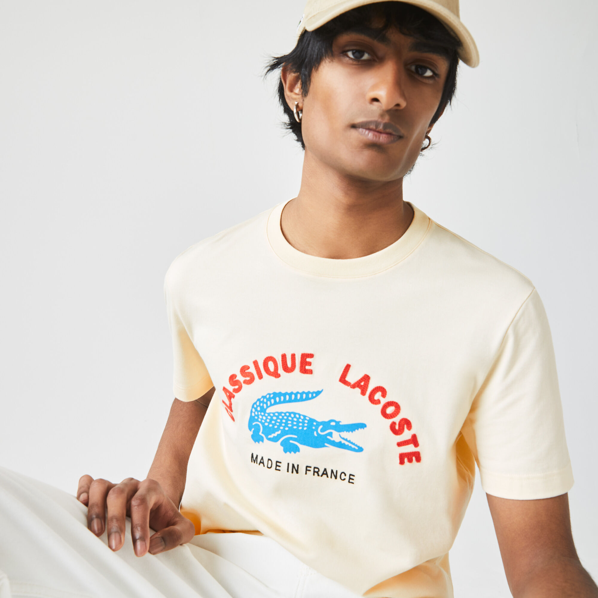 Buy Men s Made In France Embroidered Organic Cotton T shirt Lacoste SA