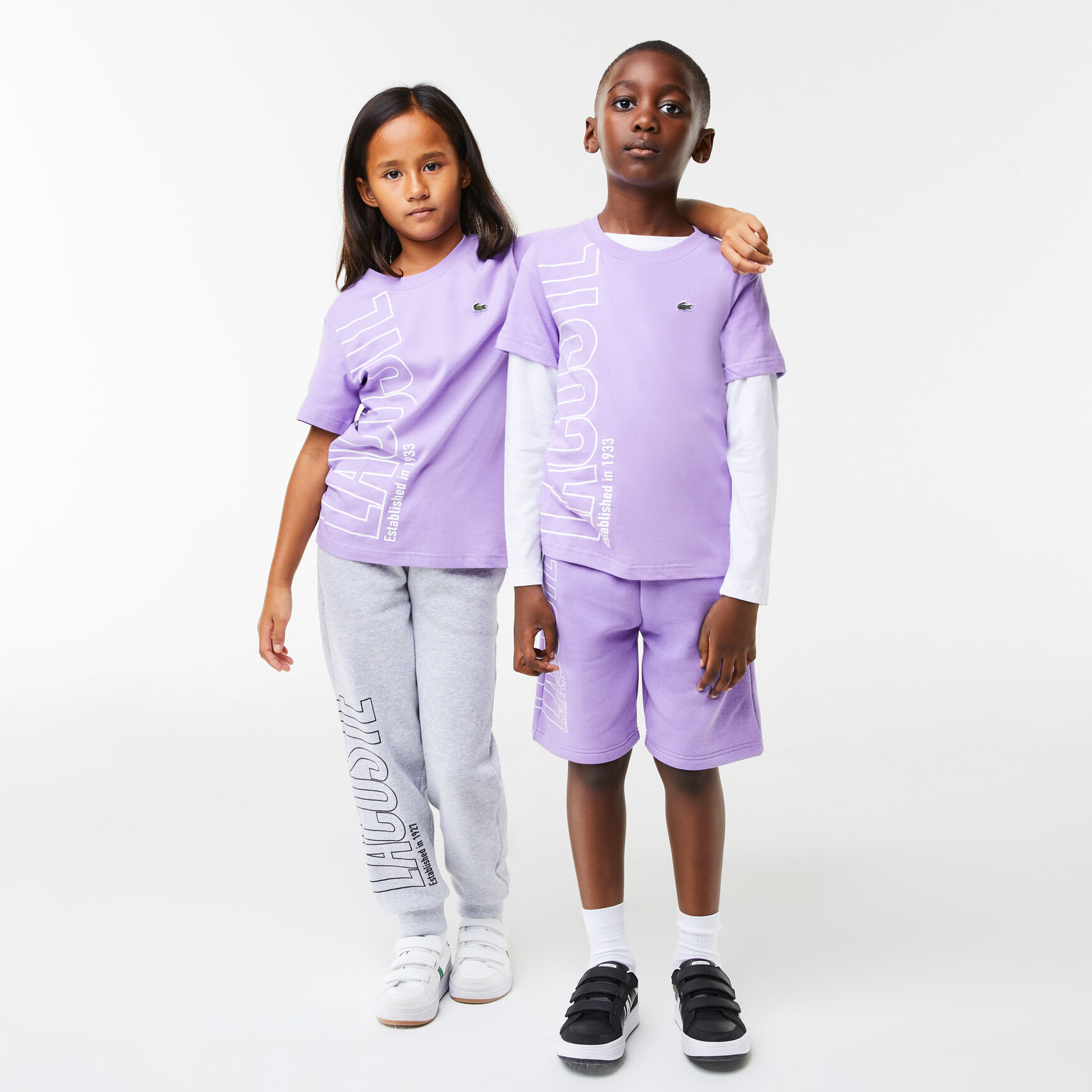 تيشيرت لاكوست قطن جيرسيه بطبعة كبيرة لشعار الماركة للأطفال