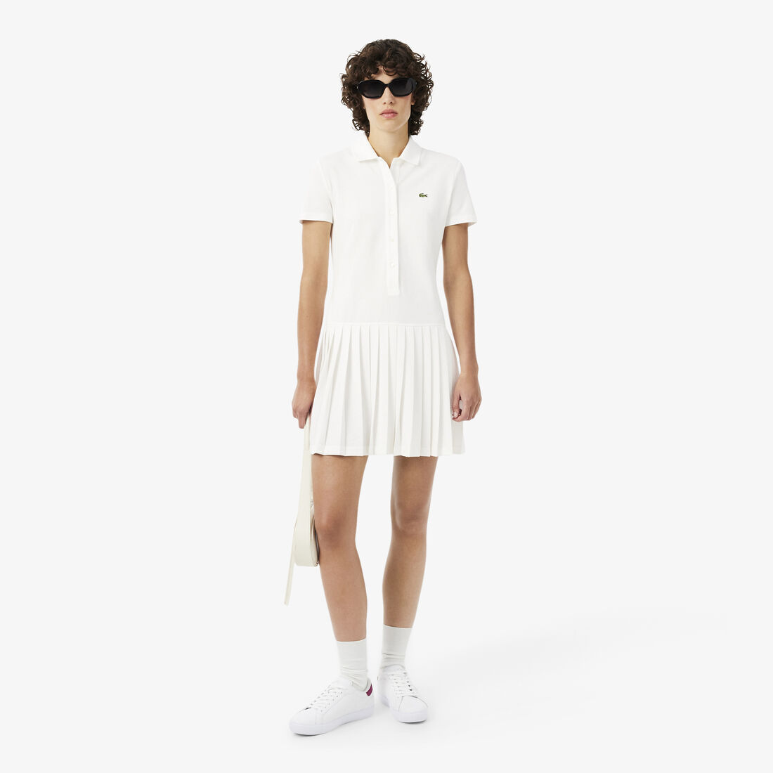 Stretch Pique Pleated Polo Dress