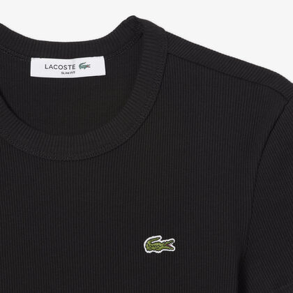 تي شيرت قطني مضلع بقصة ضيقة