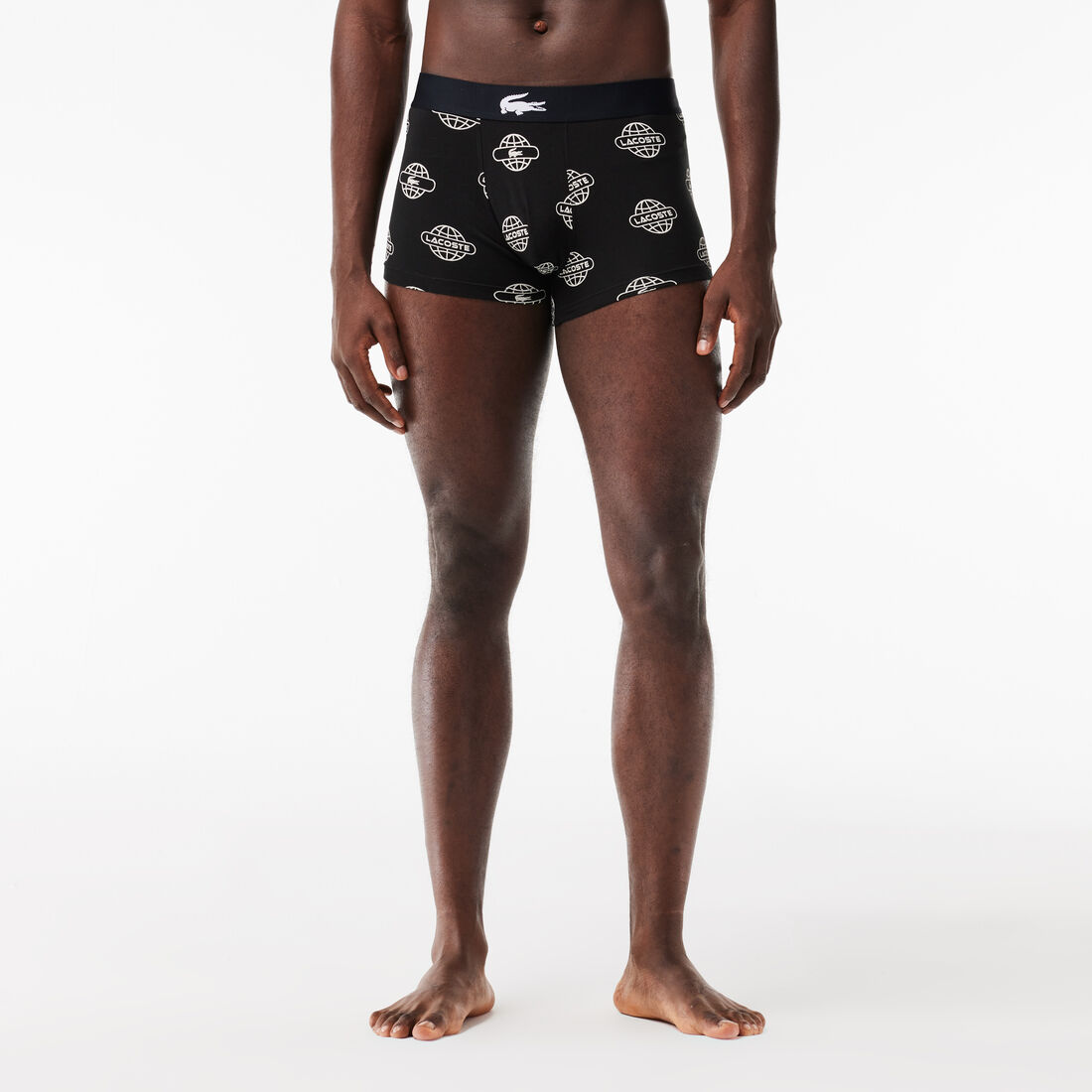 طقم بوكسر قطن مطاطي مزين بشعار الماركة، 3 قطع طقم بوكسر قطن مطاطي مزين بشعار الماركة، 3 قطع