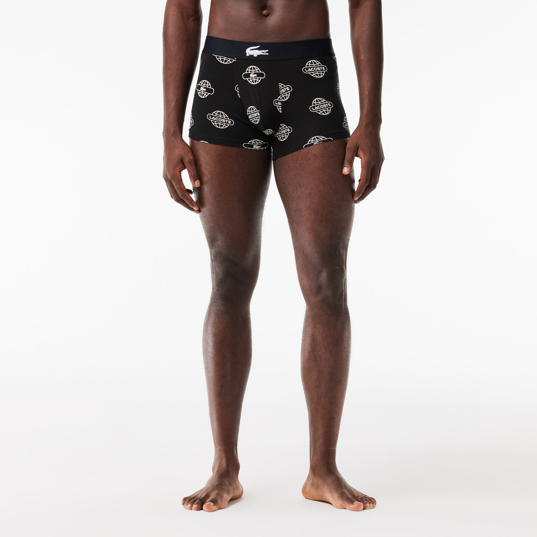 طقم بوكسر قطن مطاطي مزين بشعار الماركة، 3 قطع طقم بوكسر قطن مطاطي مزين بشعار الماركة، 3 قطع