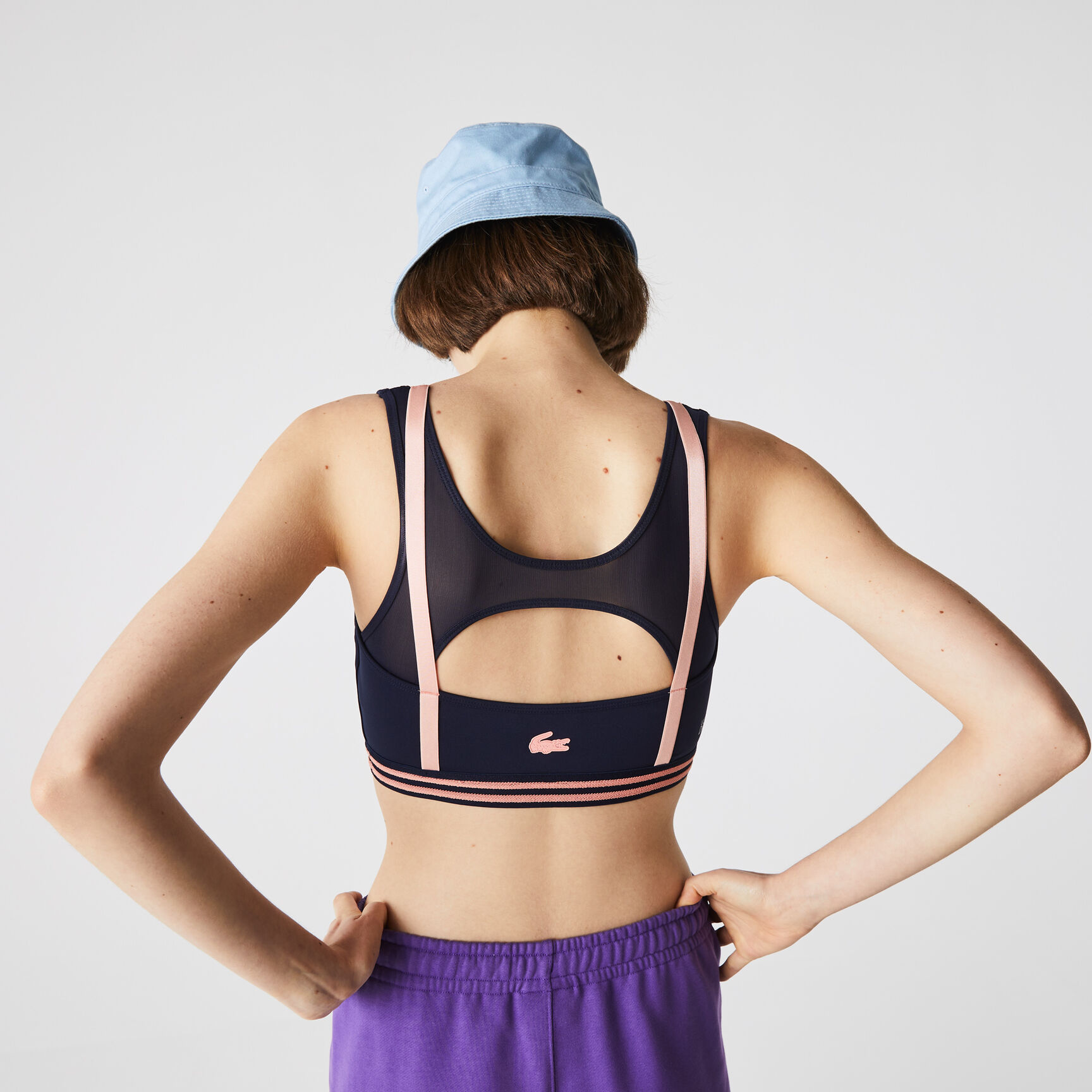 Women's Lacoste SPORT Contrast Accents And Cut-Outs Sports Bra Women's Lacoste SPORT Contrast Accents And Cut-Outs Sports Bra