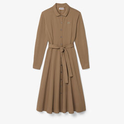 lacoste polo collar belted petit pique dress