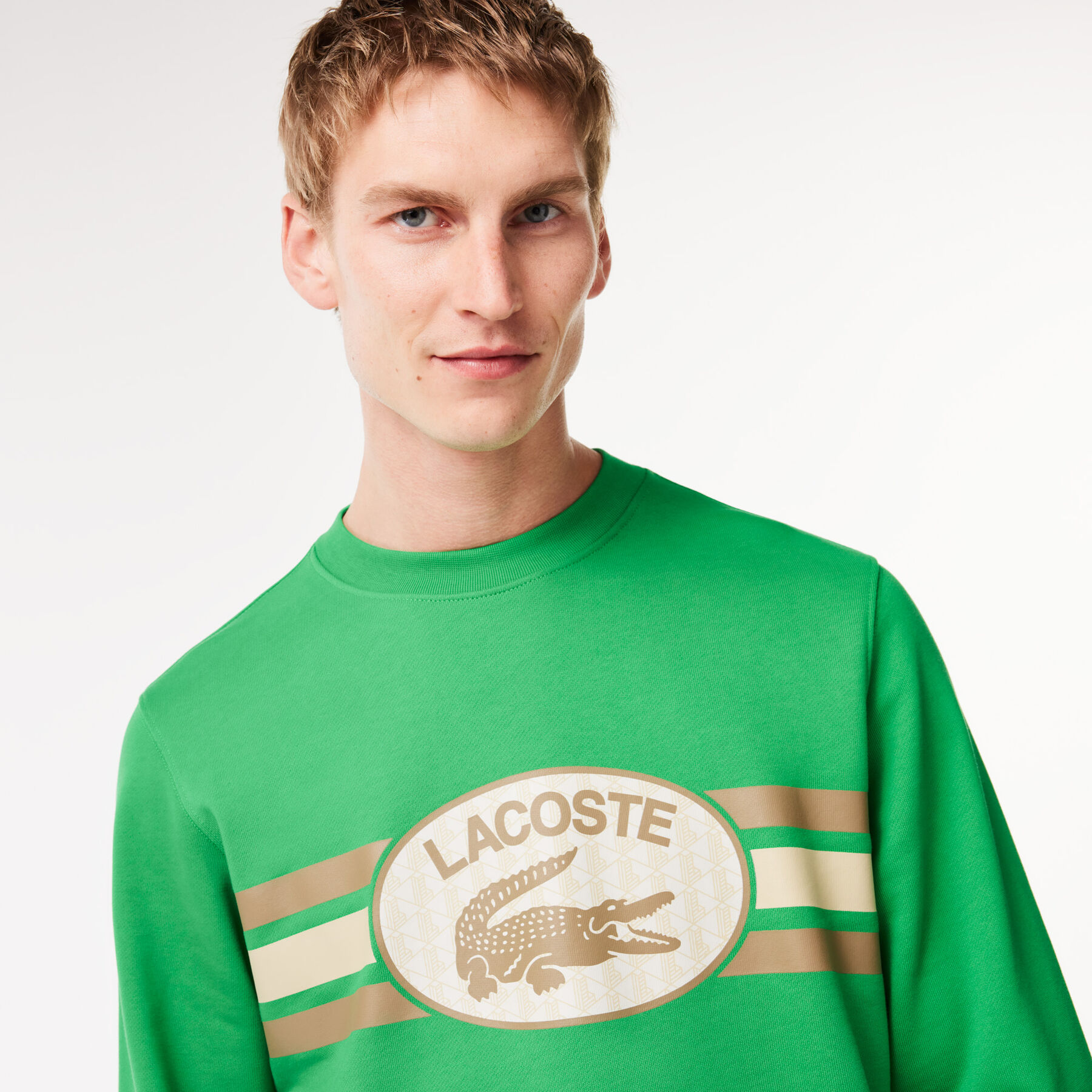 Loose Fit Monogram Print Fleece Sweatshirt lacoste loose fit monogram print fleece sweatshirt