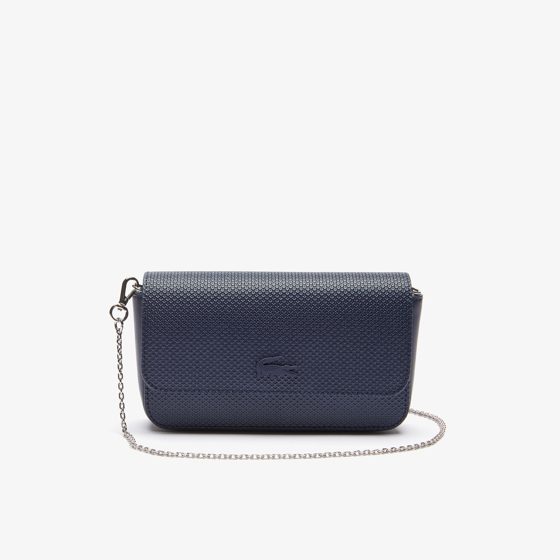 lacoste women s chantaco matte piqu  leather flap belt bag