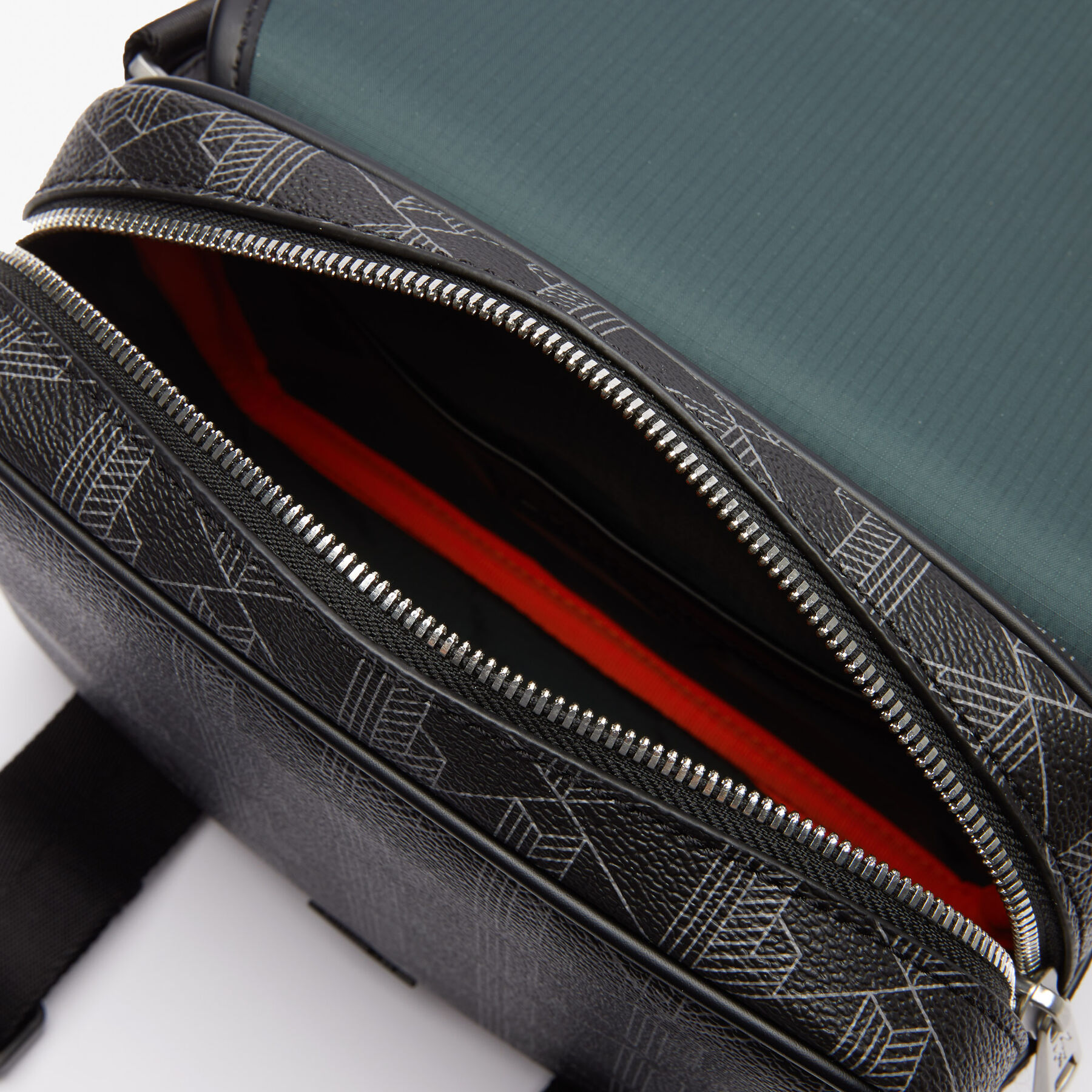 lacoste men s the blend clipped monogram canvas messenger bag