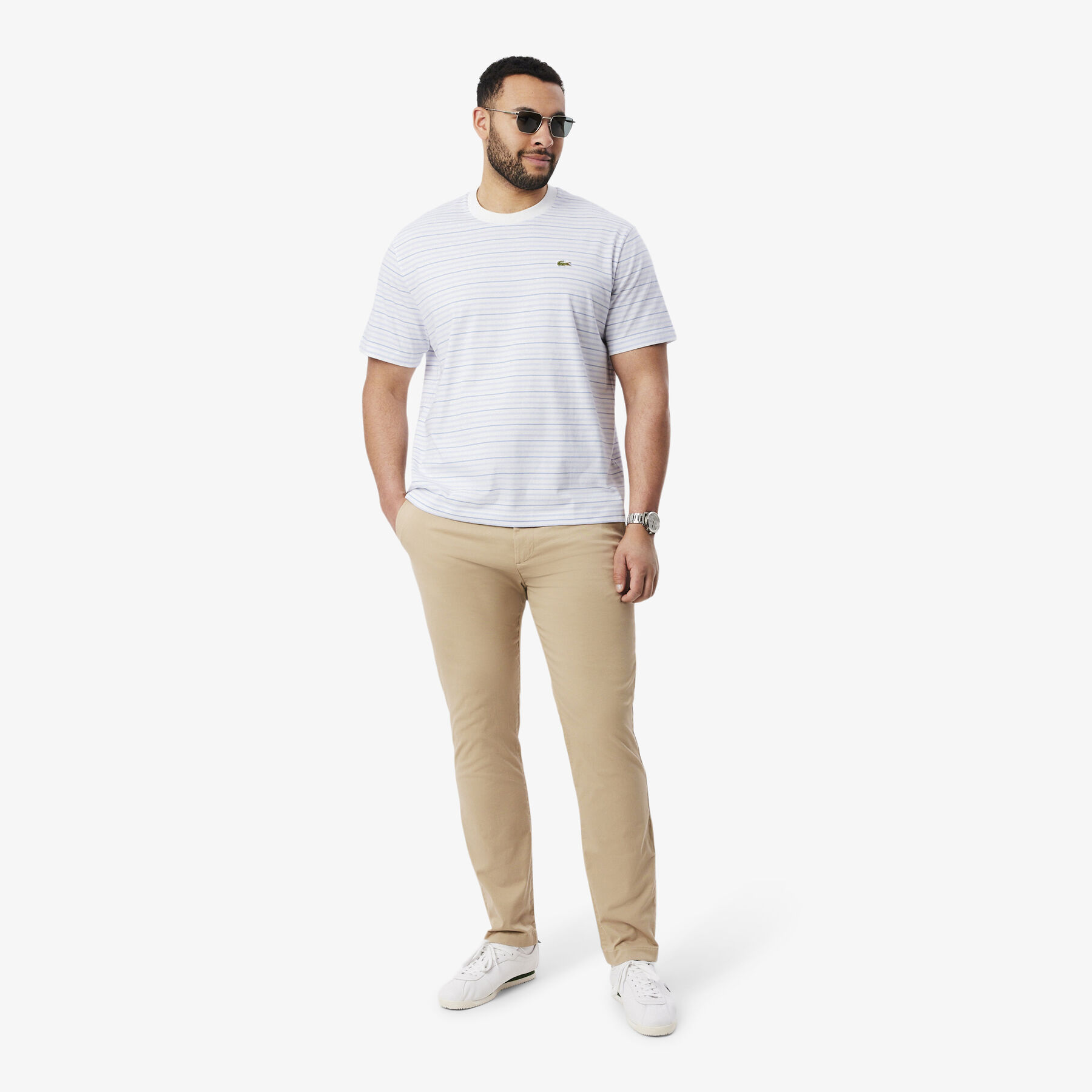 lacoste striped cotton t shirt