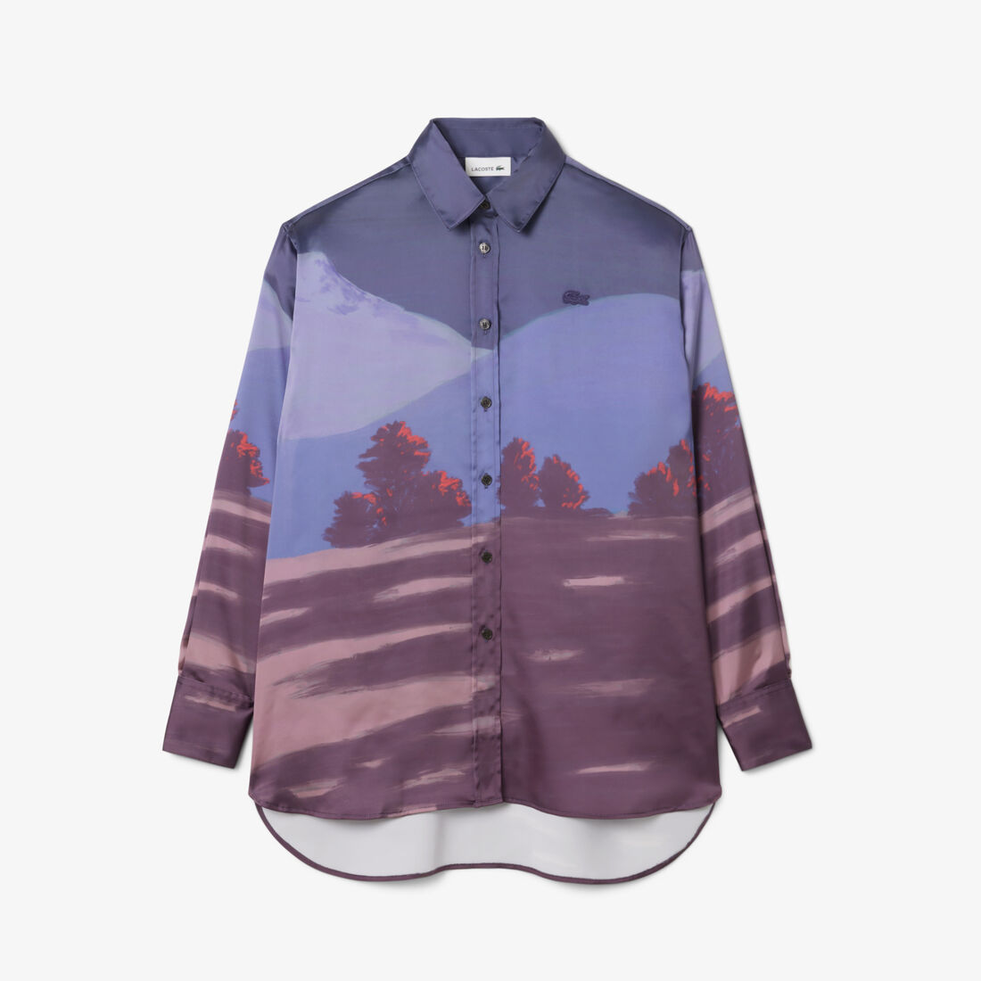 Oversized Landscape Print Satin Shirt Oversized Landscape Print Satin Shirt