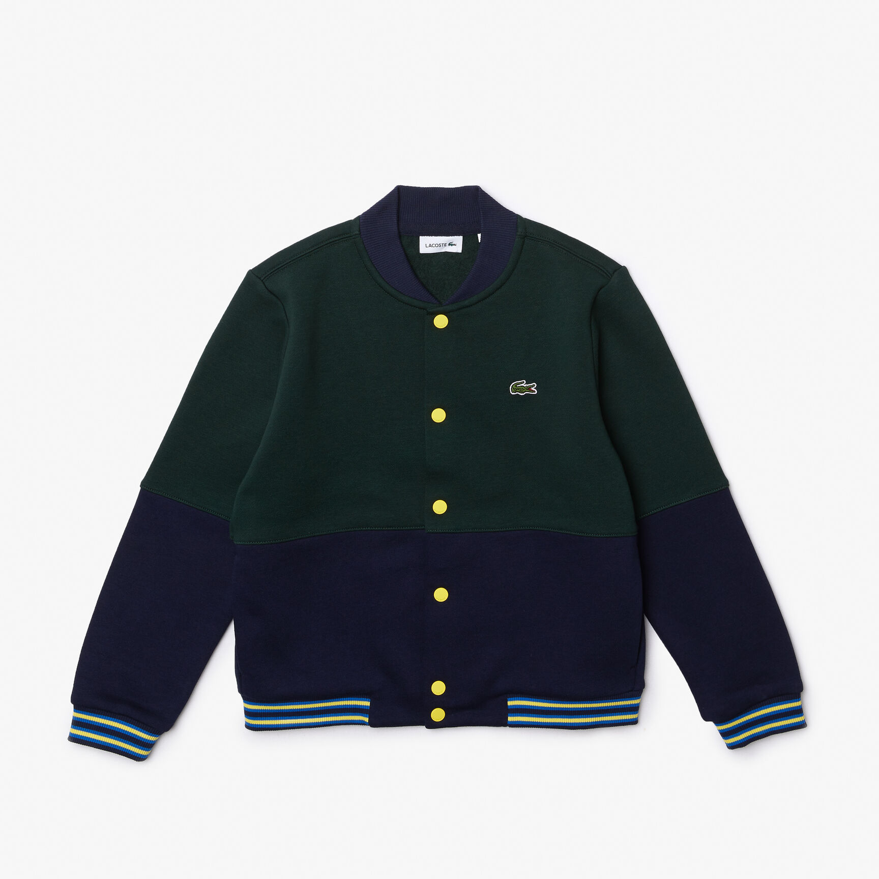 Boys' Lacoste Striped Organic Cotton Varsity Jacket Boys' Lacoste Striped Organic Cotton Varsity Jacket