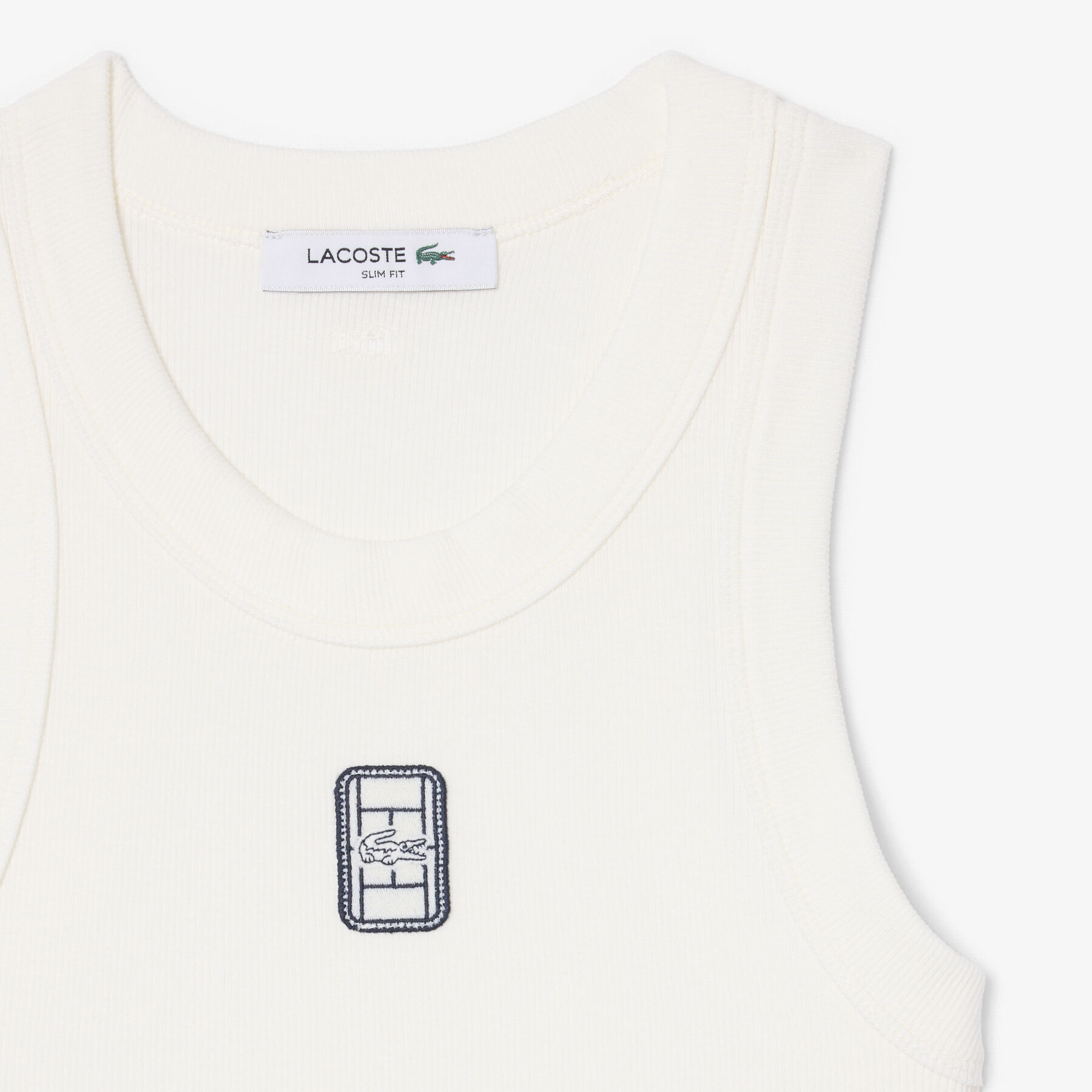 Slim Fit Badge Accent Rib Knit Tank Top