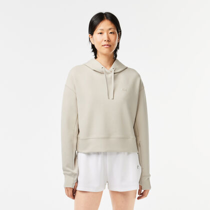 lacoste short cut cotton hoodie