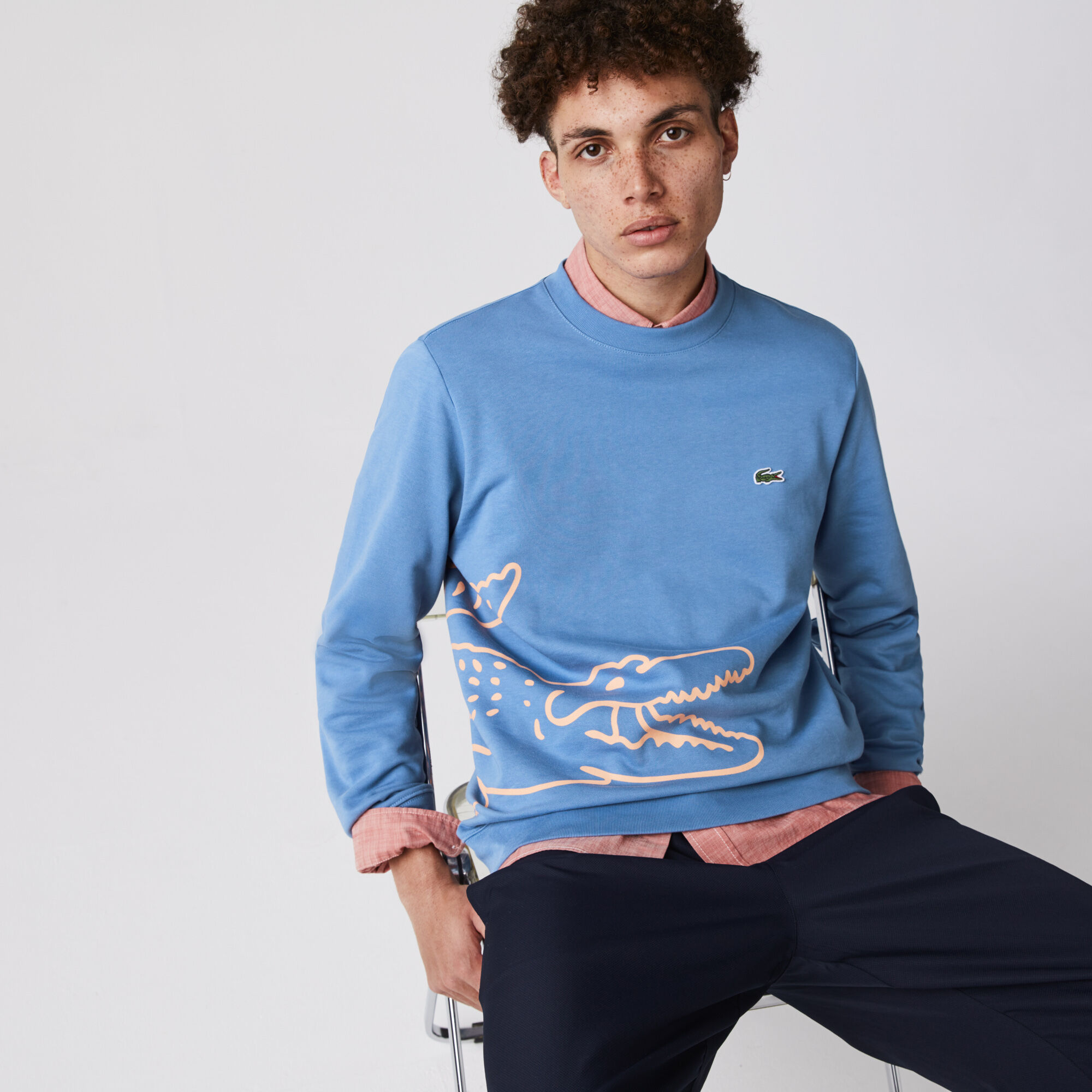 Buy Men s Crocodile Print Organic Cotton Fleece Sweatshirt Lacoste SA