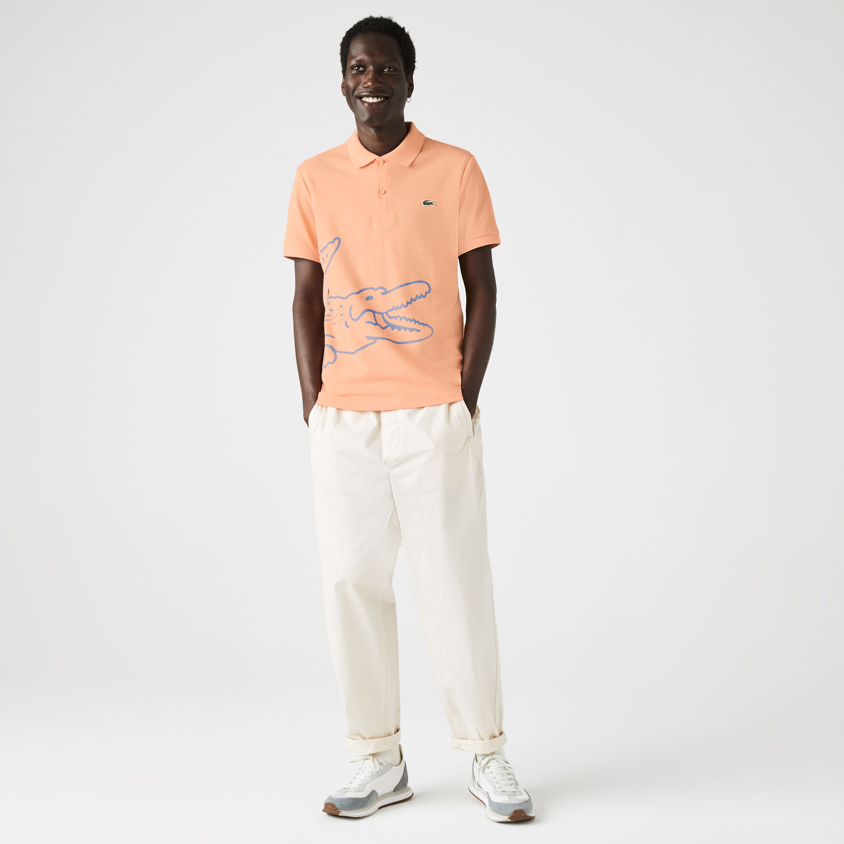 Men&rsquo;s Lacoste Regular Fit Crocodile Print Cotton Piqu&eacute; Polo
