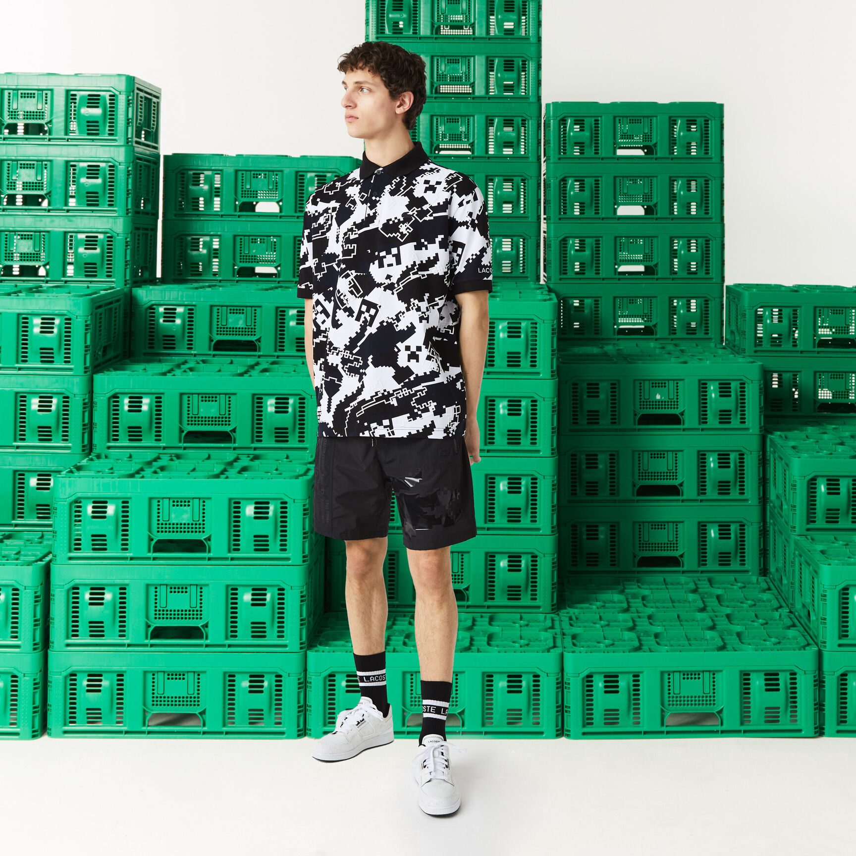 Men's Lacoste x Minecraft Print Organic Cotton Polo Shirt Men's Lacoste x Minecraft Print Organic Cotton Polo Shirt