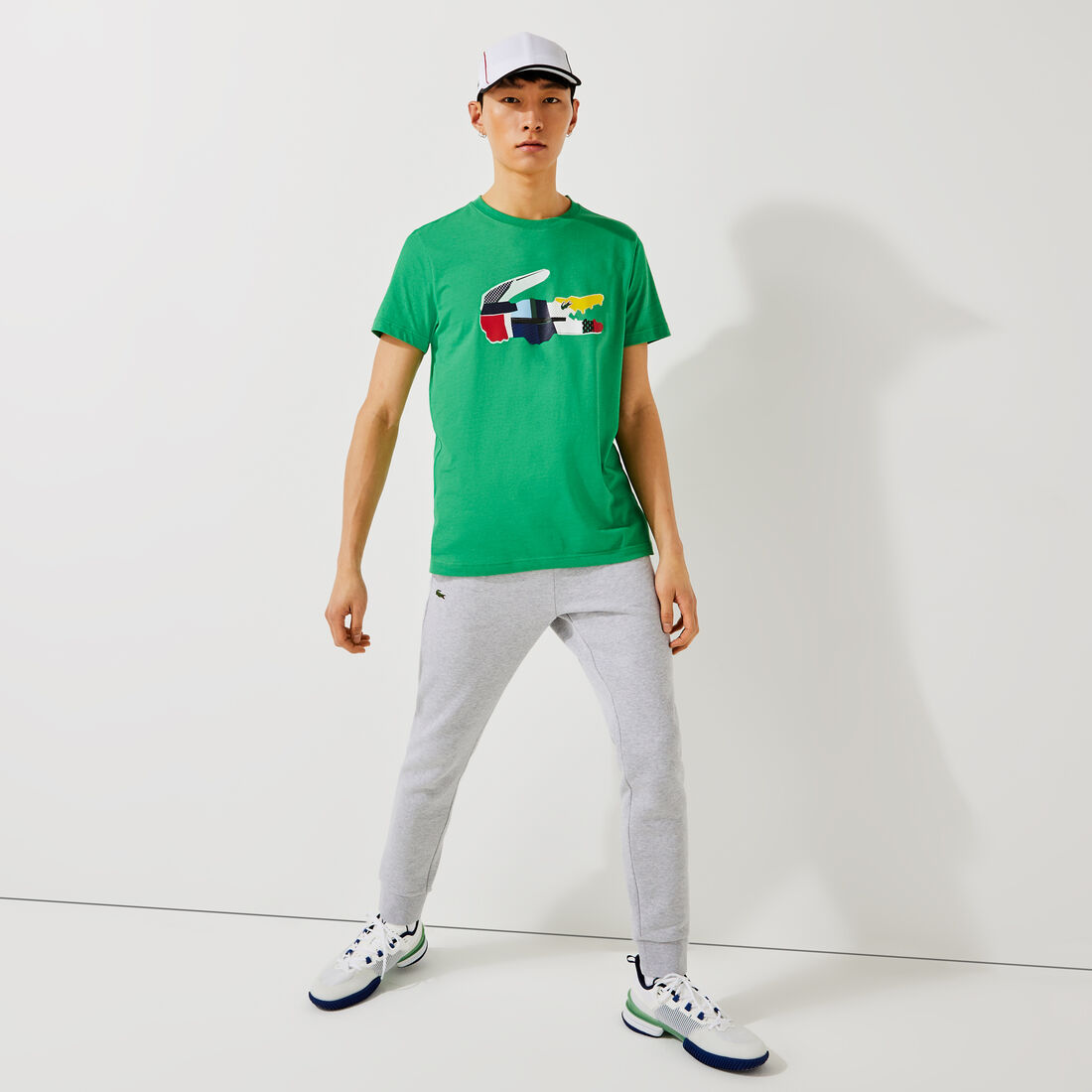 Men's Lacoste SPORT Patchwork Crocodile Print Cotton T-shirt