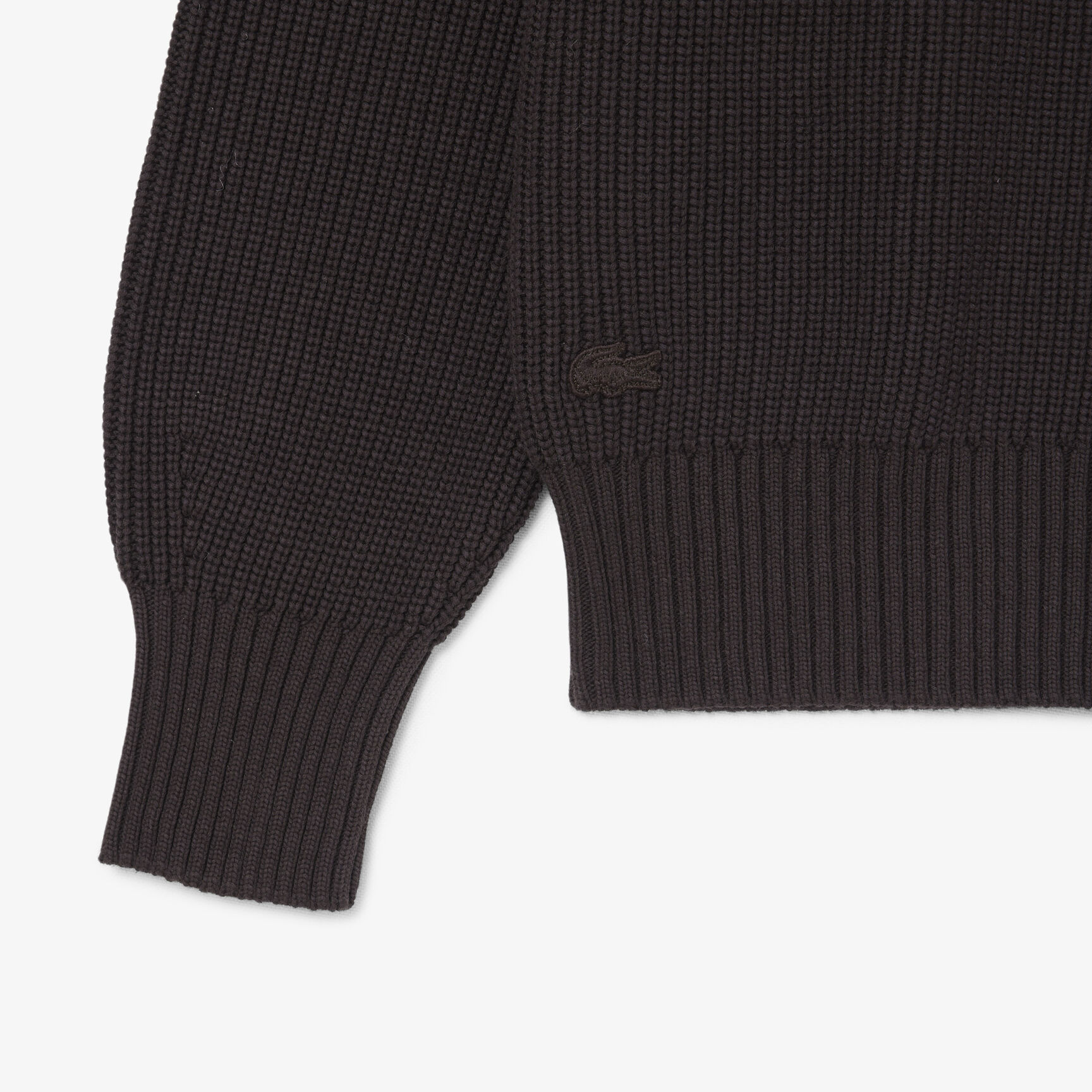 Pearl Rib Knit Badge Accent Sweater