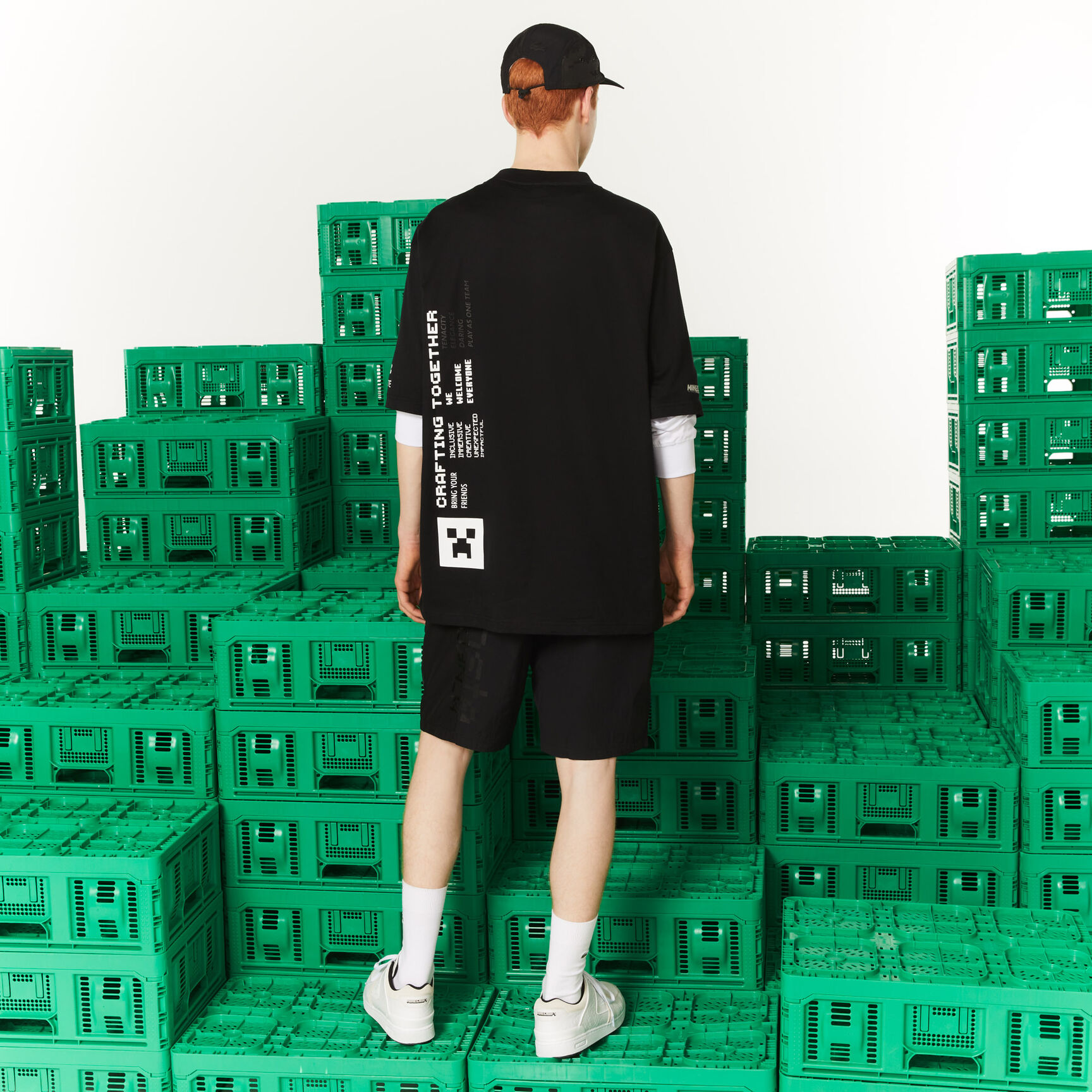 Men's Lacoste L!VE Collab Minecraft Loose Fit Organic Cotton T-Shirt Men's Lacoste L!VE Collab Minecraft Loose Fit Organic Cotton T-Shirt