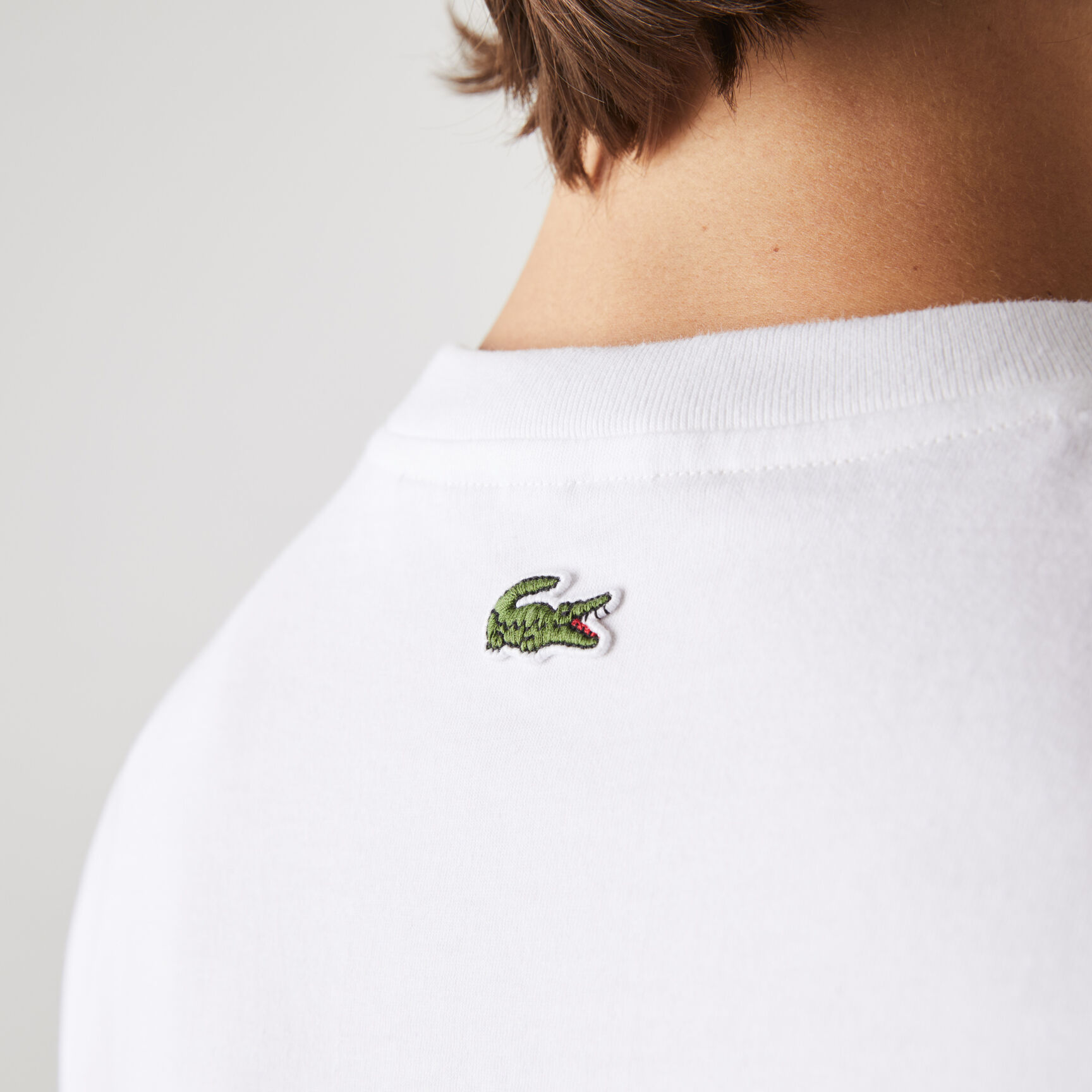 Men's Crew Neck Crocodile Embroidery Cotton T-shirt