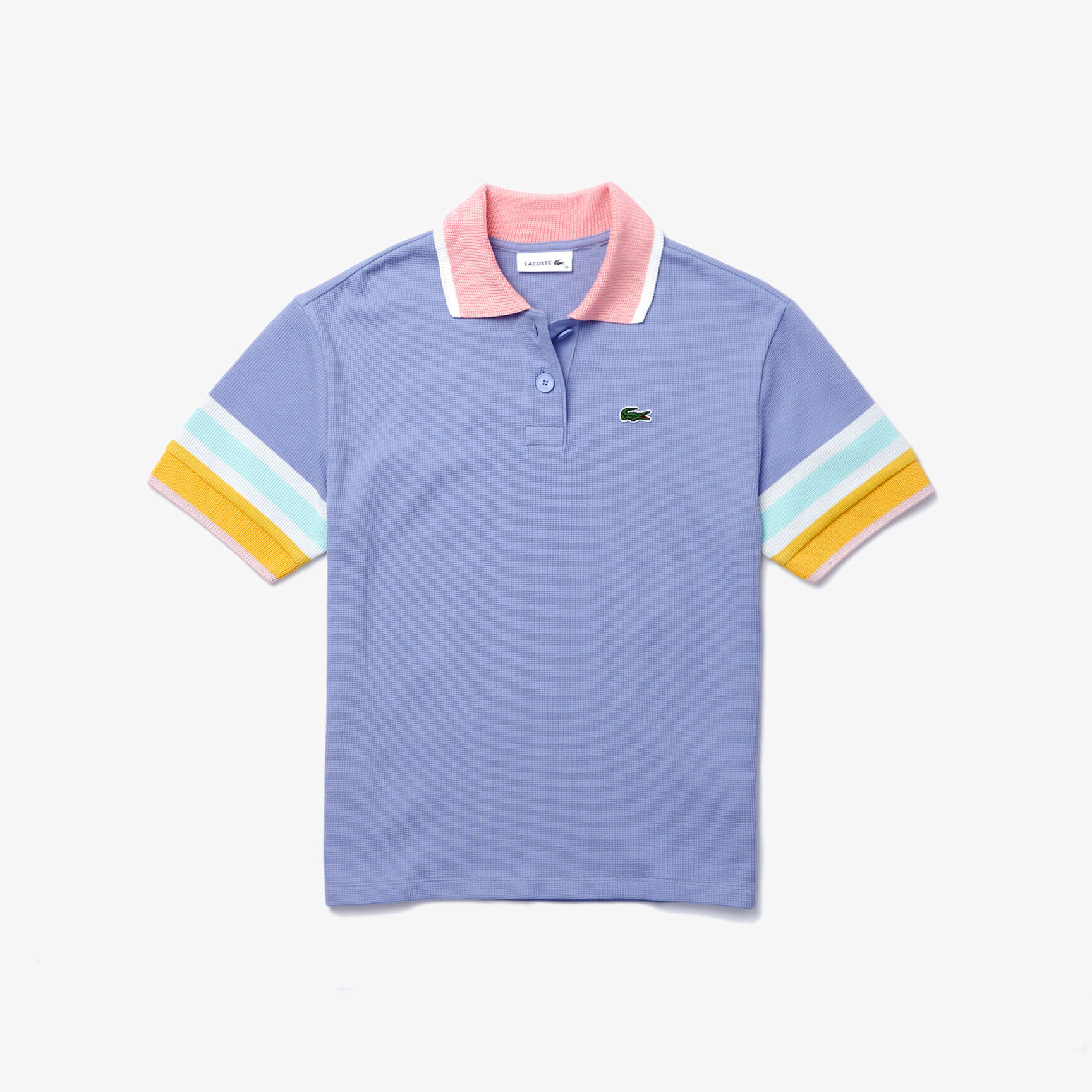 قميص بولو قطني متعرج الملمس للنساء كم مخطط قميص بولو قطني متعرج الملمس للنساء كم مخطط