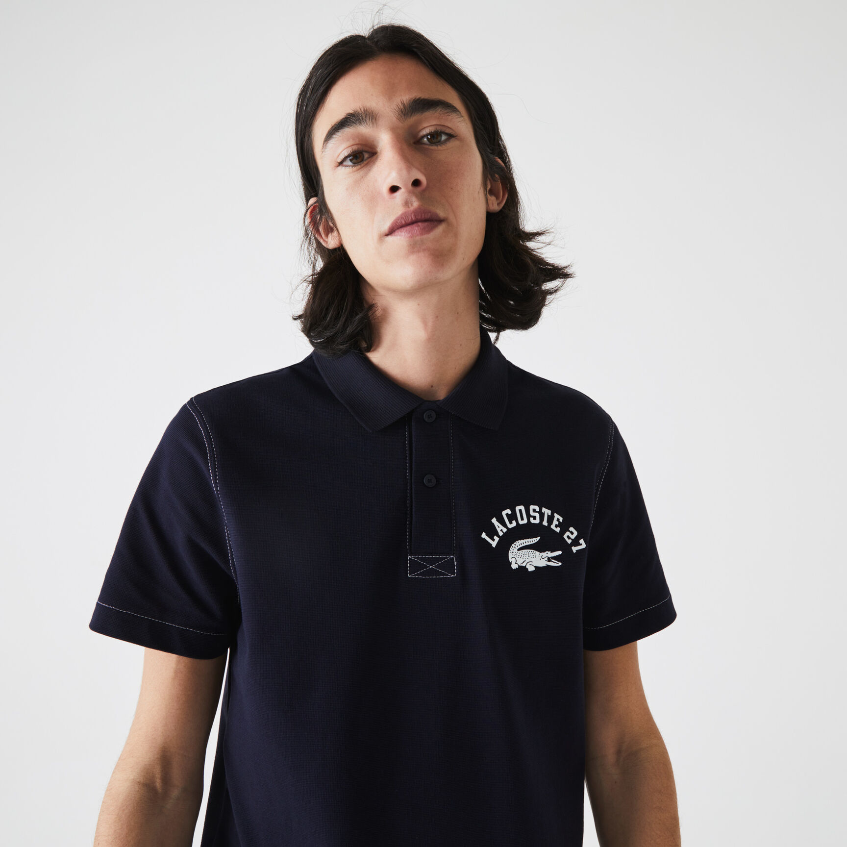 تيشيرت بولو لاكوست نسيج خفيف بقصة عادية وشعار الماركة للرجال تيشيرت بولو لاكوست نسيج خفيف بقصة عادية وشعار الماركة للرجال