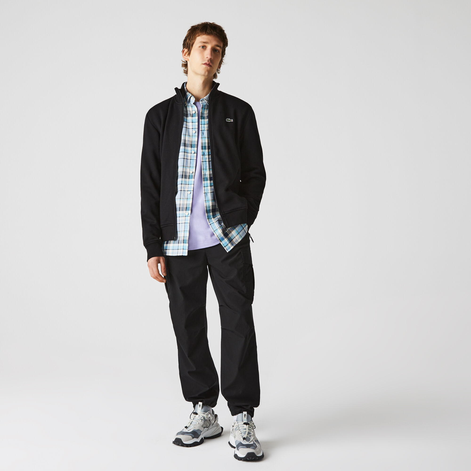 Men's lacoste sport cotton blend fleece zip sweatshirt sale