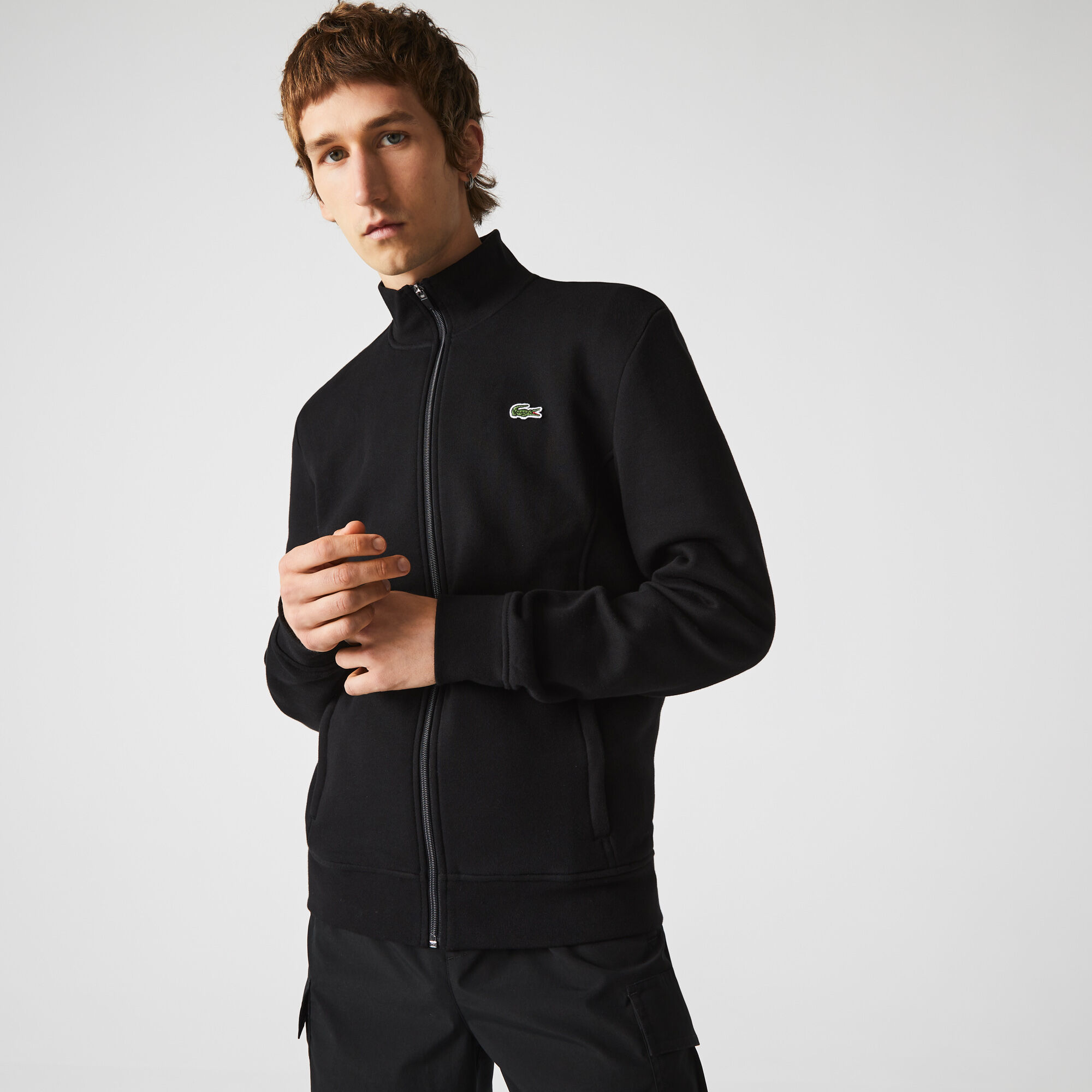 Men's lacoste sport cotton blend fleece zip sweatshirt sale