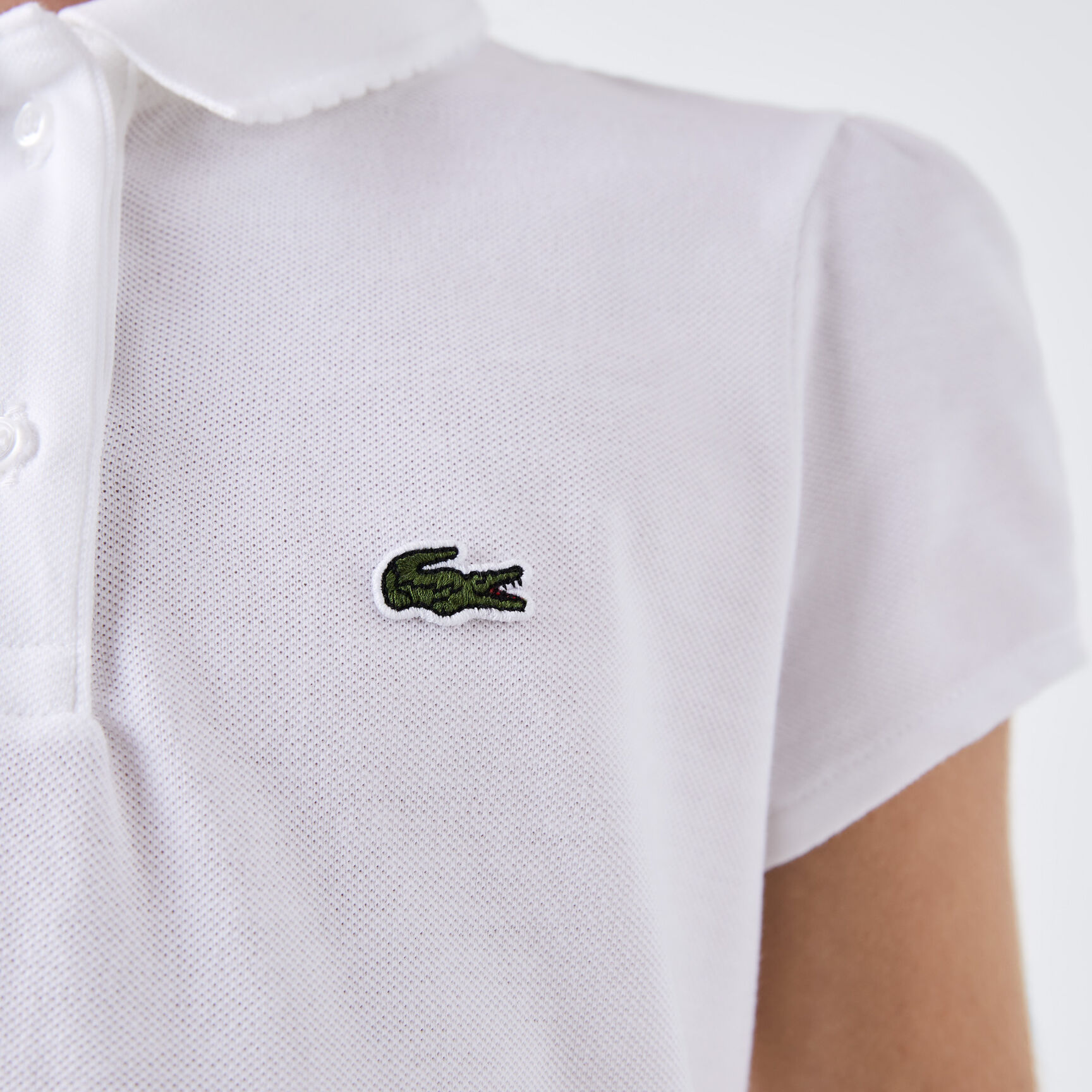 Scalloped Collar Mini Pique Polo Shirt