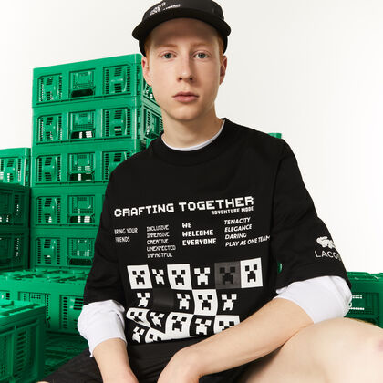 Men's Lacoste L!ve Collab Minecraft Loose Fit Organic Cotton T-shirt