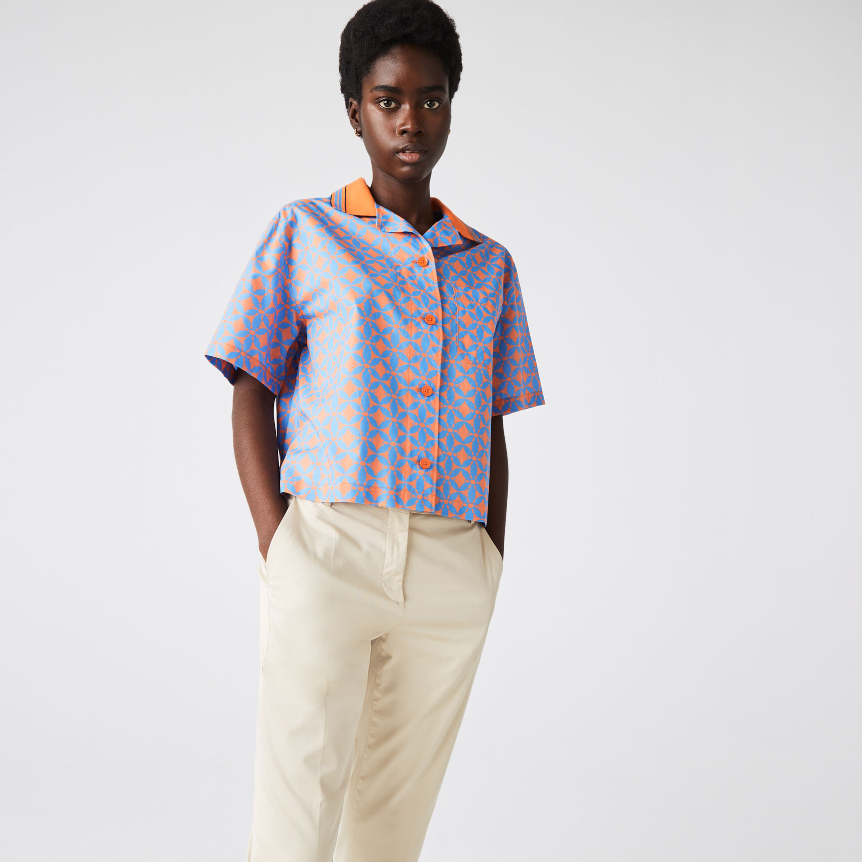 قميص قطن بوبلين مطبوع للنساء قميص قطن بوبلين مطبوع للنساء