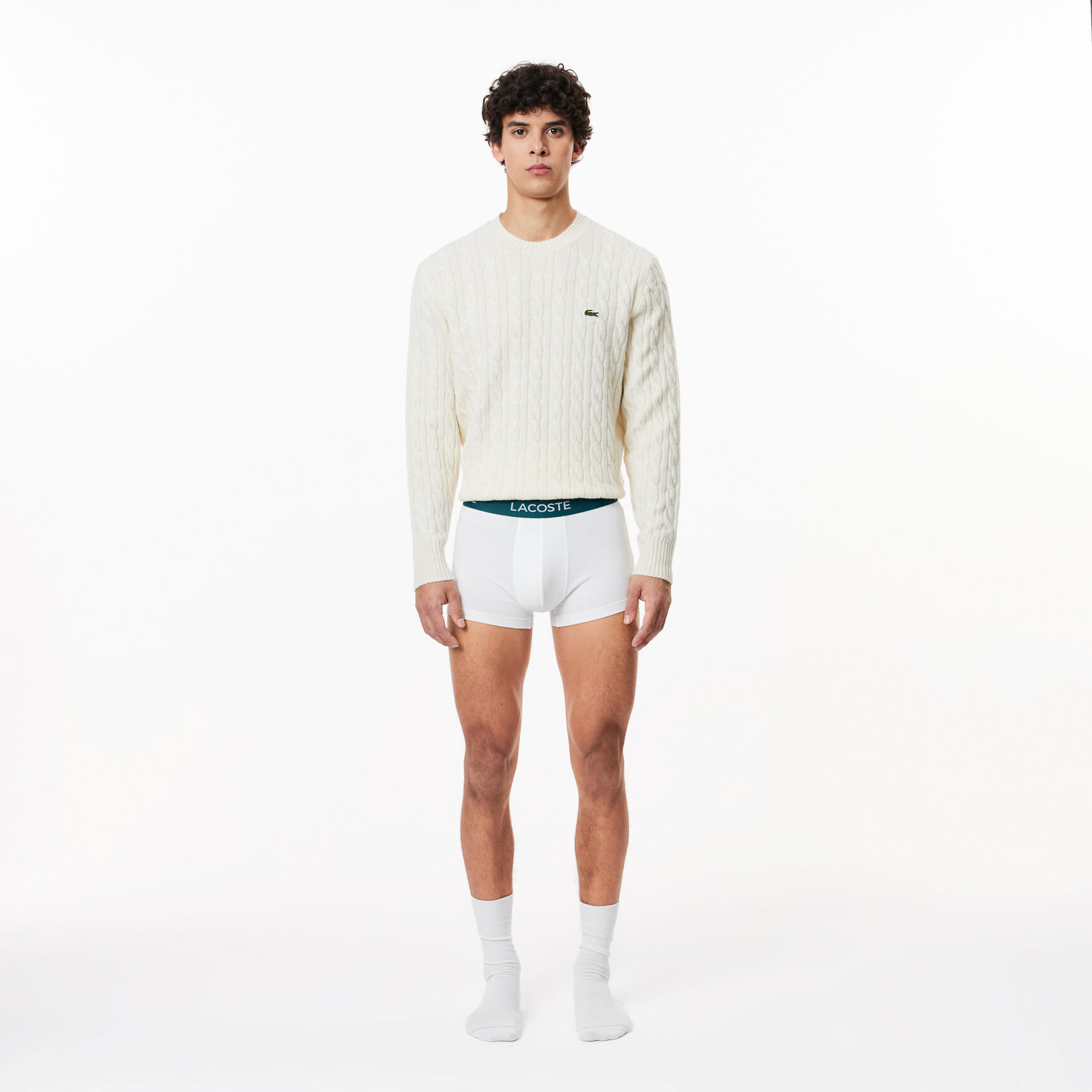 طقم بوكسر لاكوست بطبعة الشعار بألياف دقيقة للرجال، 3 قطع