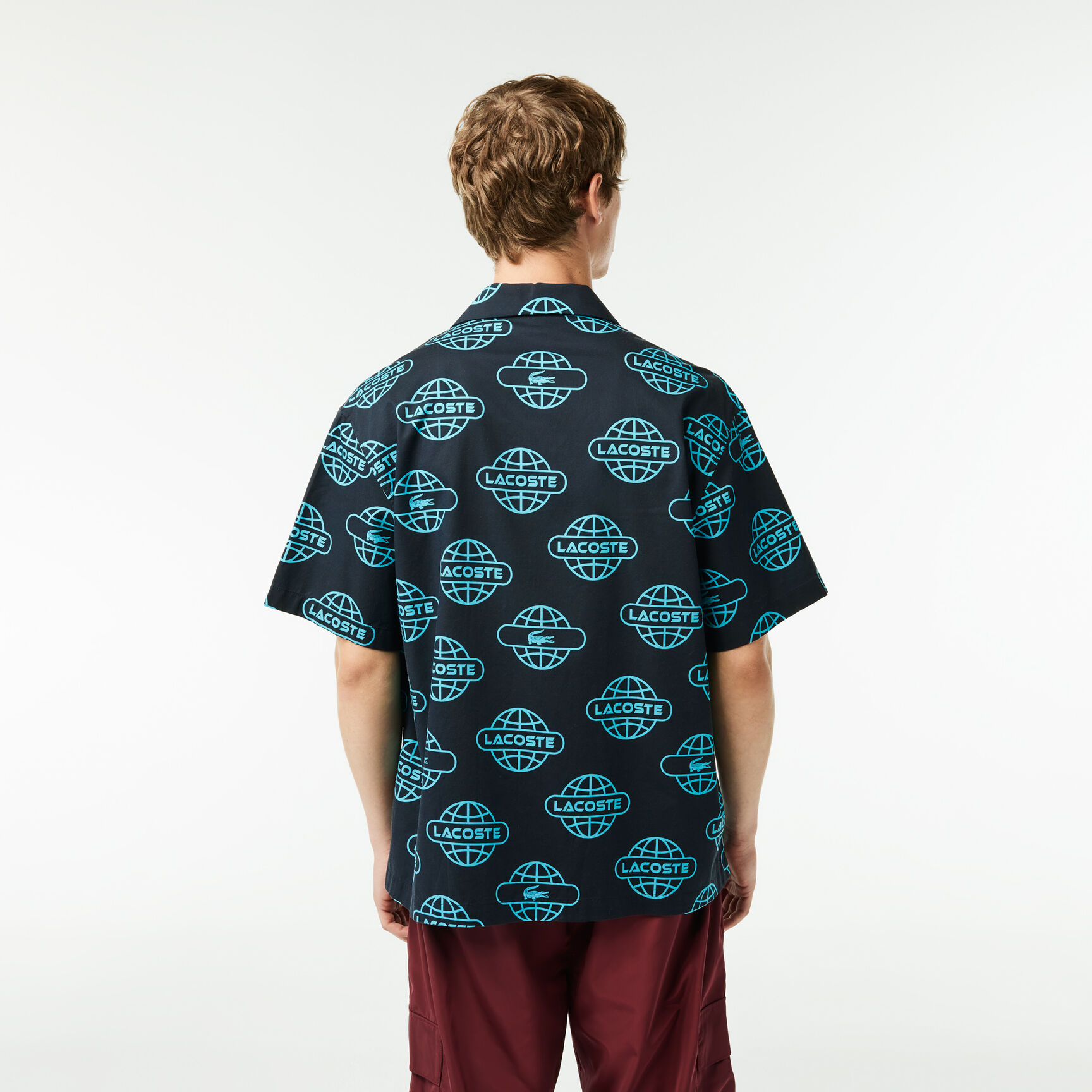 Globe Print Lacoste Cotton Twill Shirt