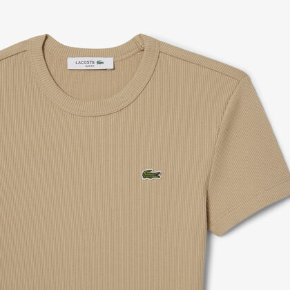 تي شيرت قطني مضلع بقصة ضيقة