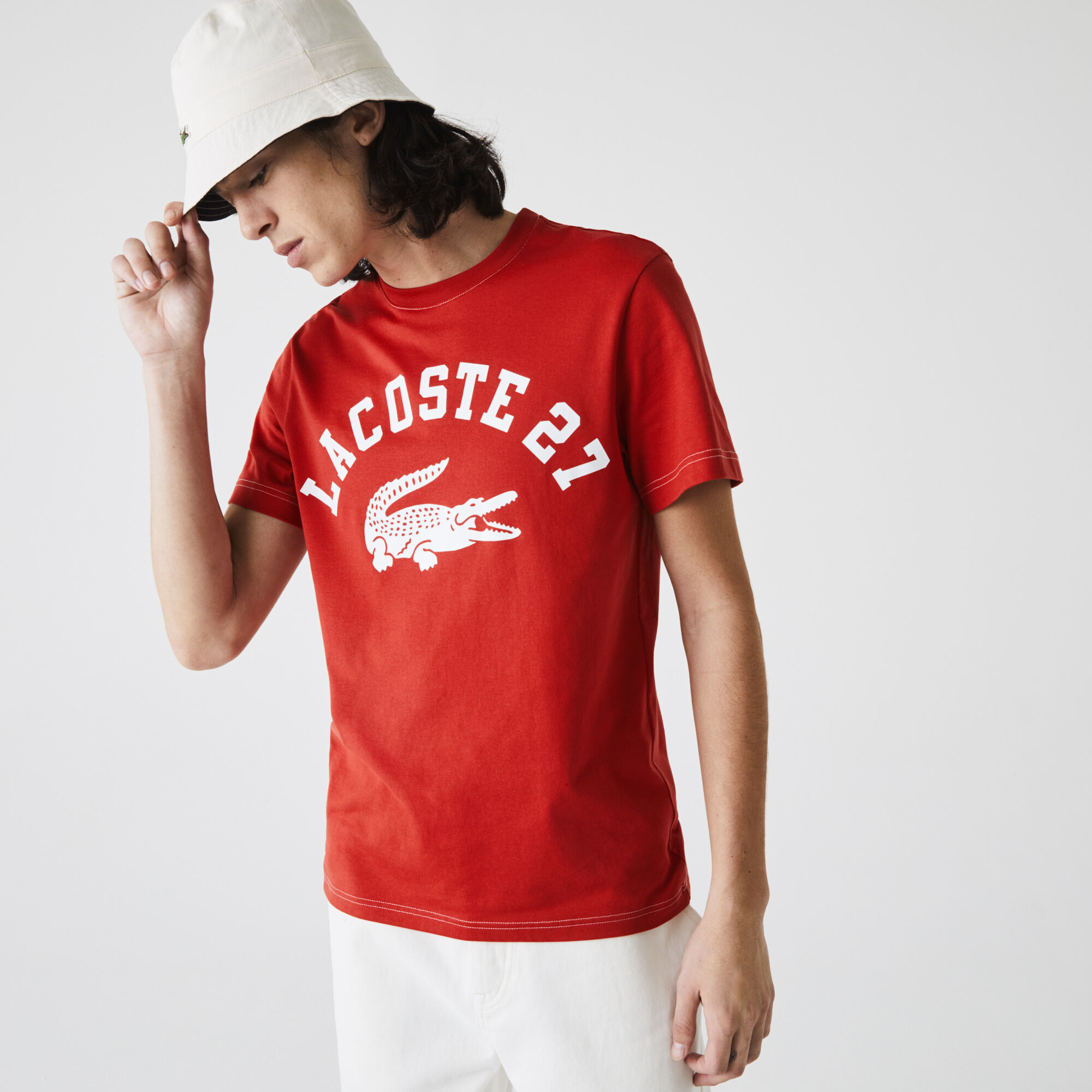 Buy Men s Crew Neck Lacoste 27 Print Cotton T shirt Lacoste SA