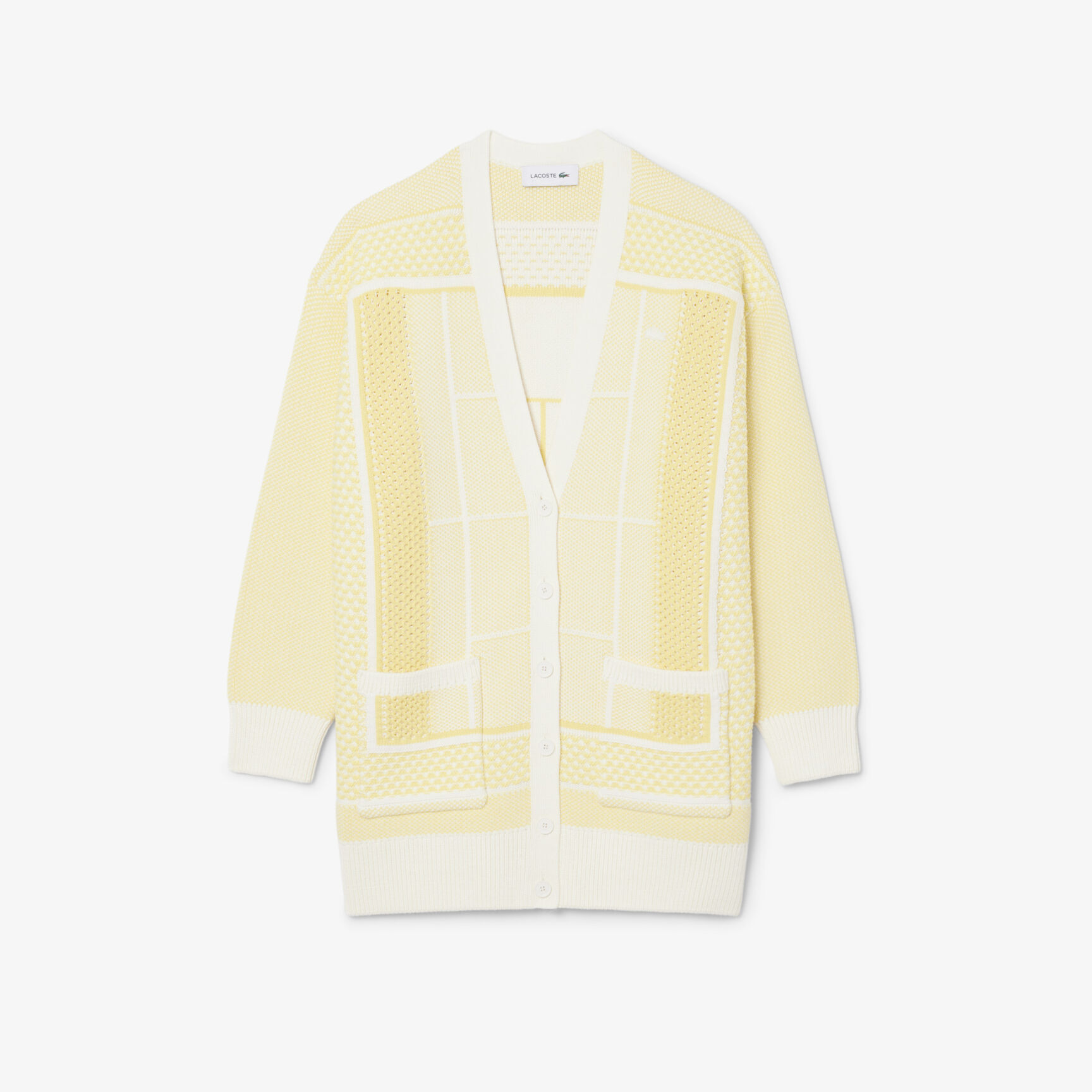 Tennis Court Jacquard Long Cardigan