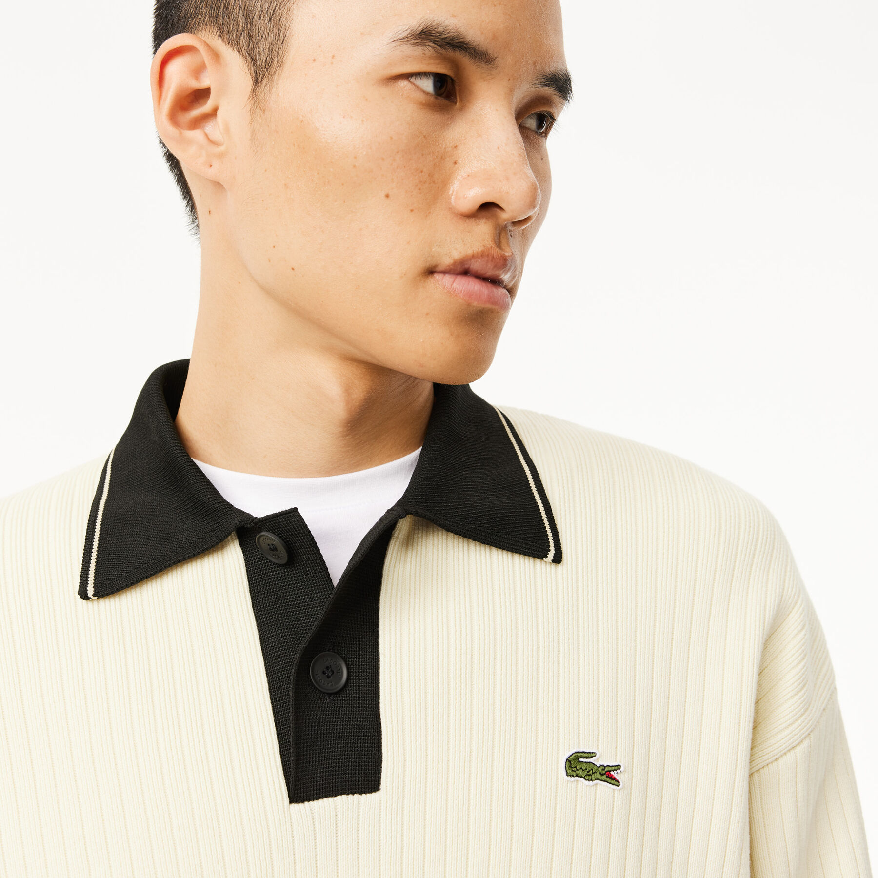 lacoste french made polo collar sweater