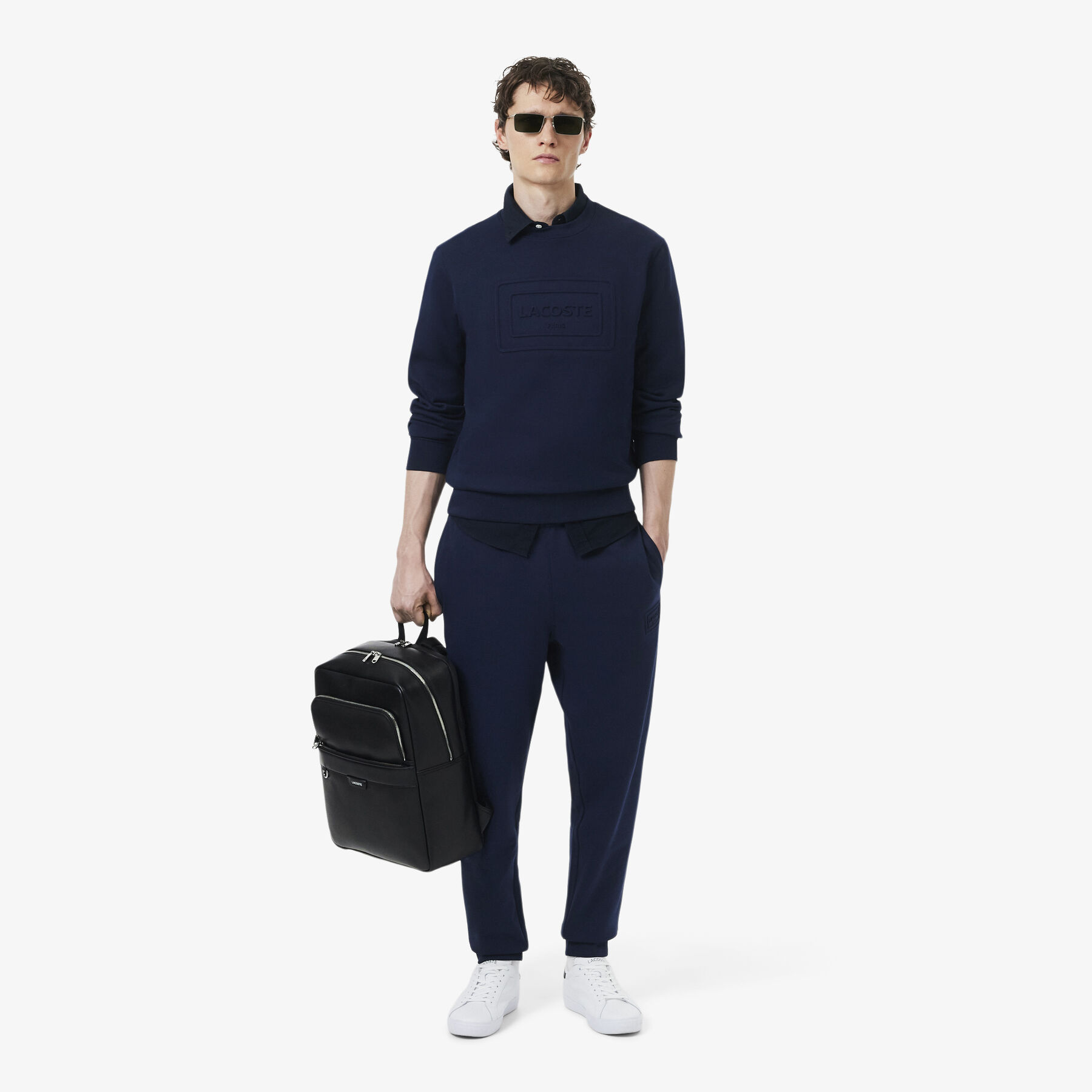 lacoste embossed branding sweatpants