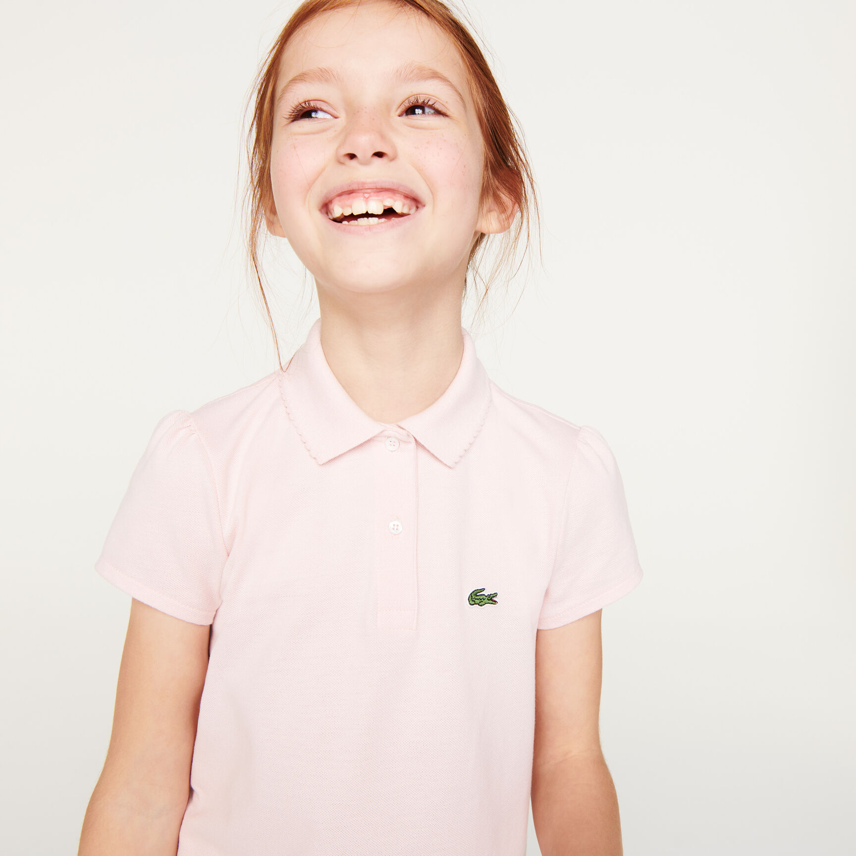 Scalloped Collar Mini Pique Polo Shirt
