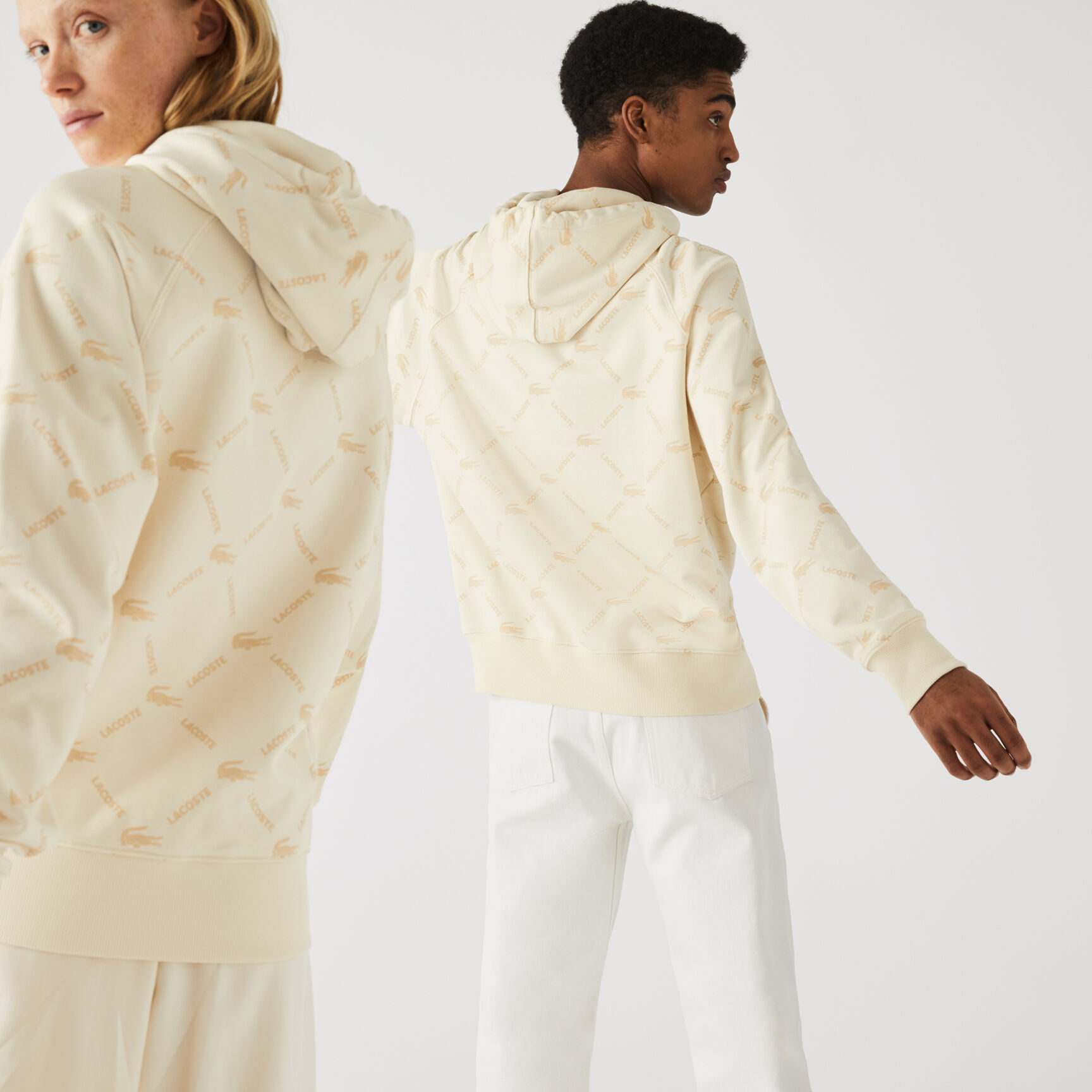 Unisex Lacoste LIVE Loose Fit Hooded Monogram Cotton Sweatshirt Unisex Lacoste LIVE Loose Fit Hooded Monogram Cotton Sweatshirt