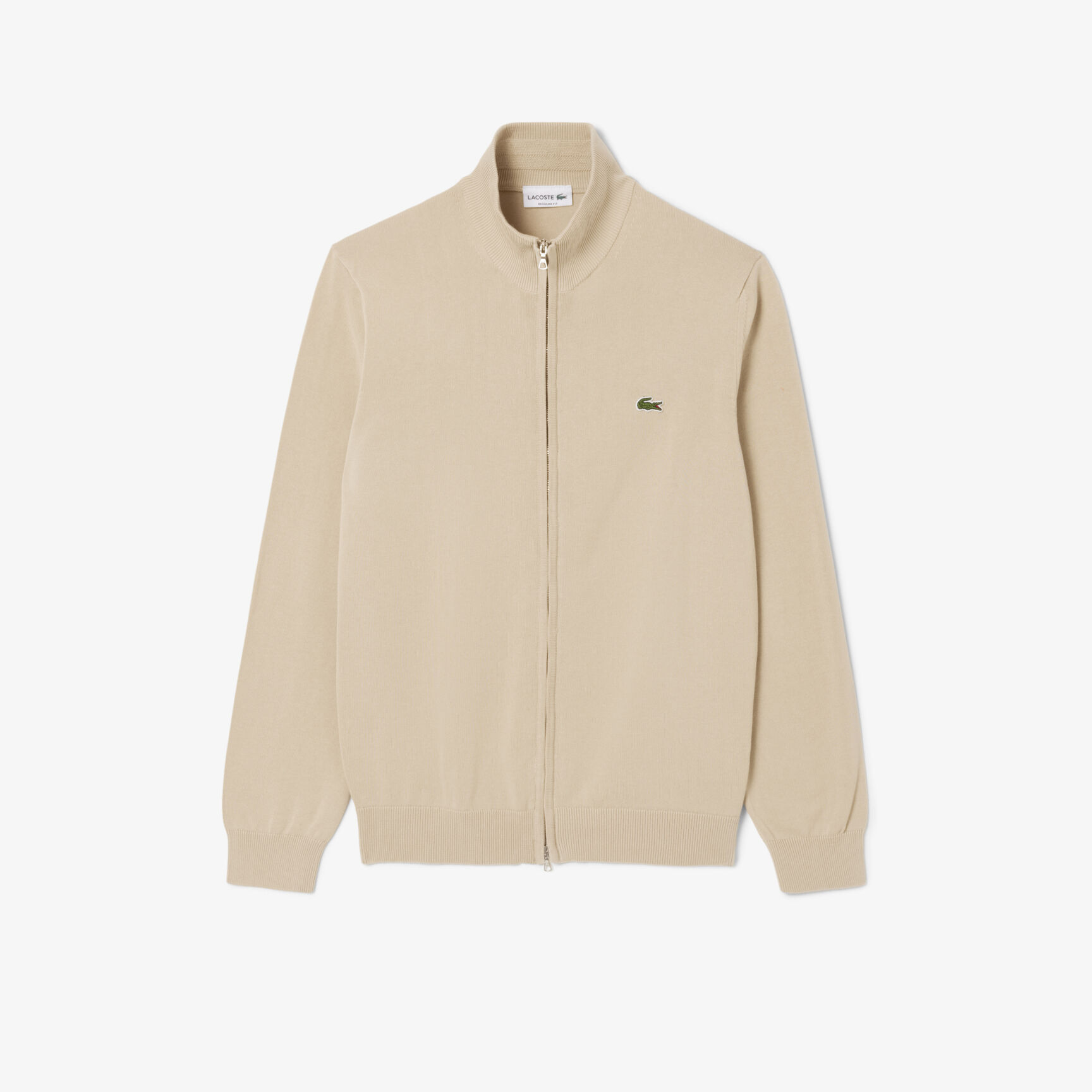 Zipped High Neck Cotton Sweater