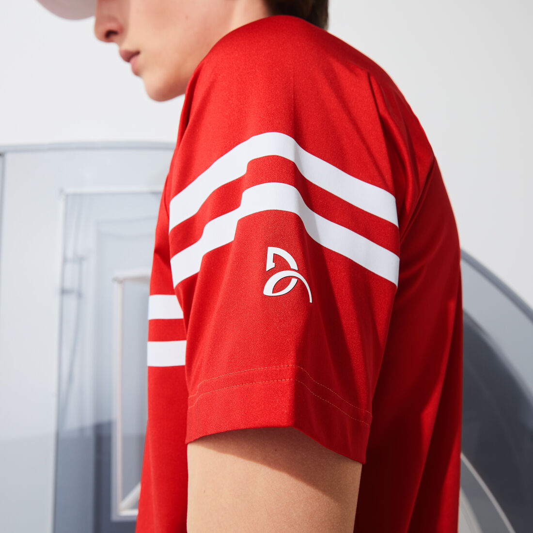 قميص بولو مقلم فائق الخفة للرجال مجموعة Lacoste SPORT و Novak Djokovic قميص بولو مقلم فائق الخفة للرجال مجموعة Lacoste SPORT و Novak Djokovic