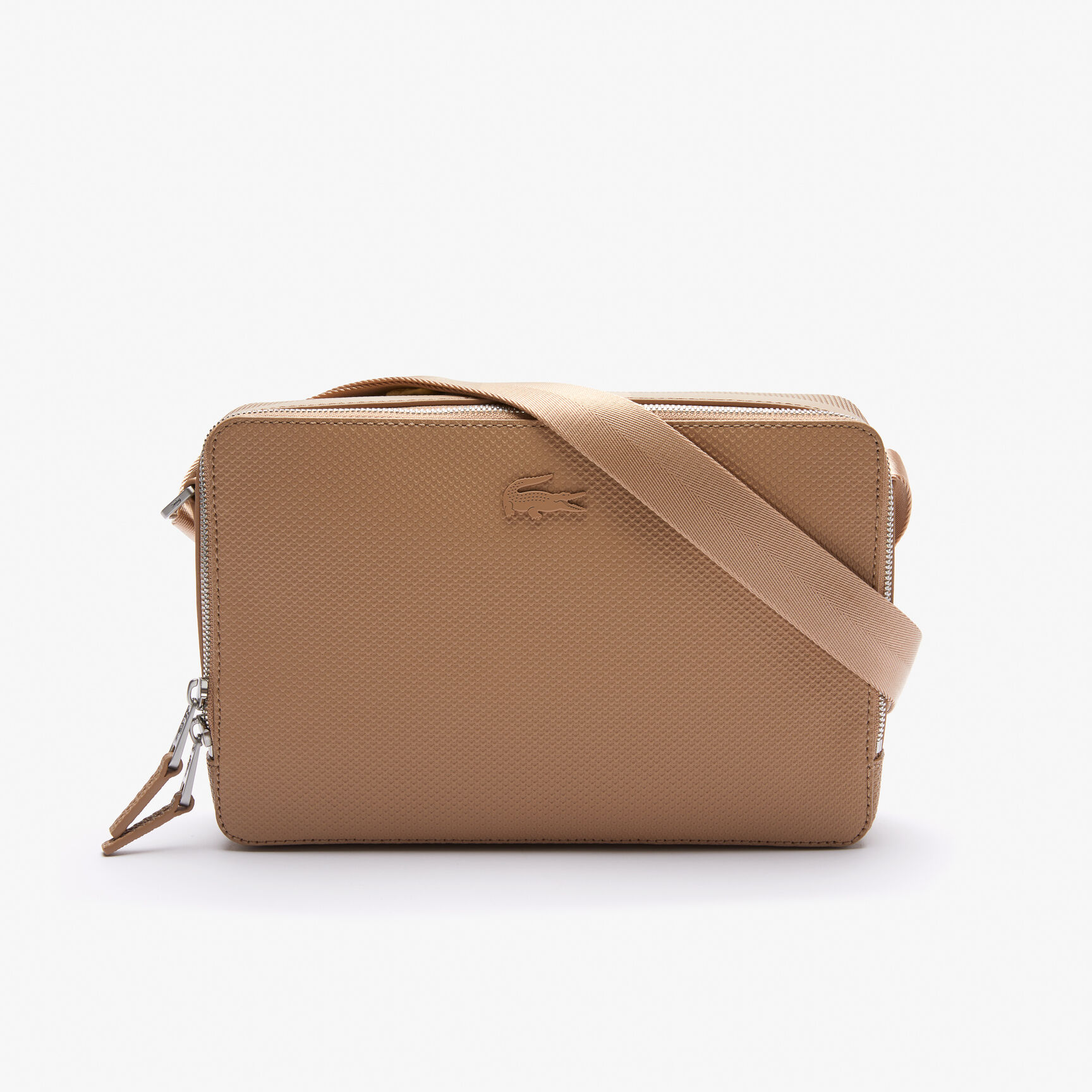 Unisex Chantaco Matte Stitched Leather Zippered Crossbody Bag